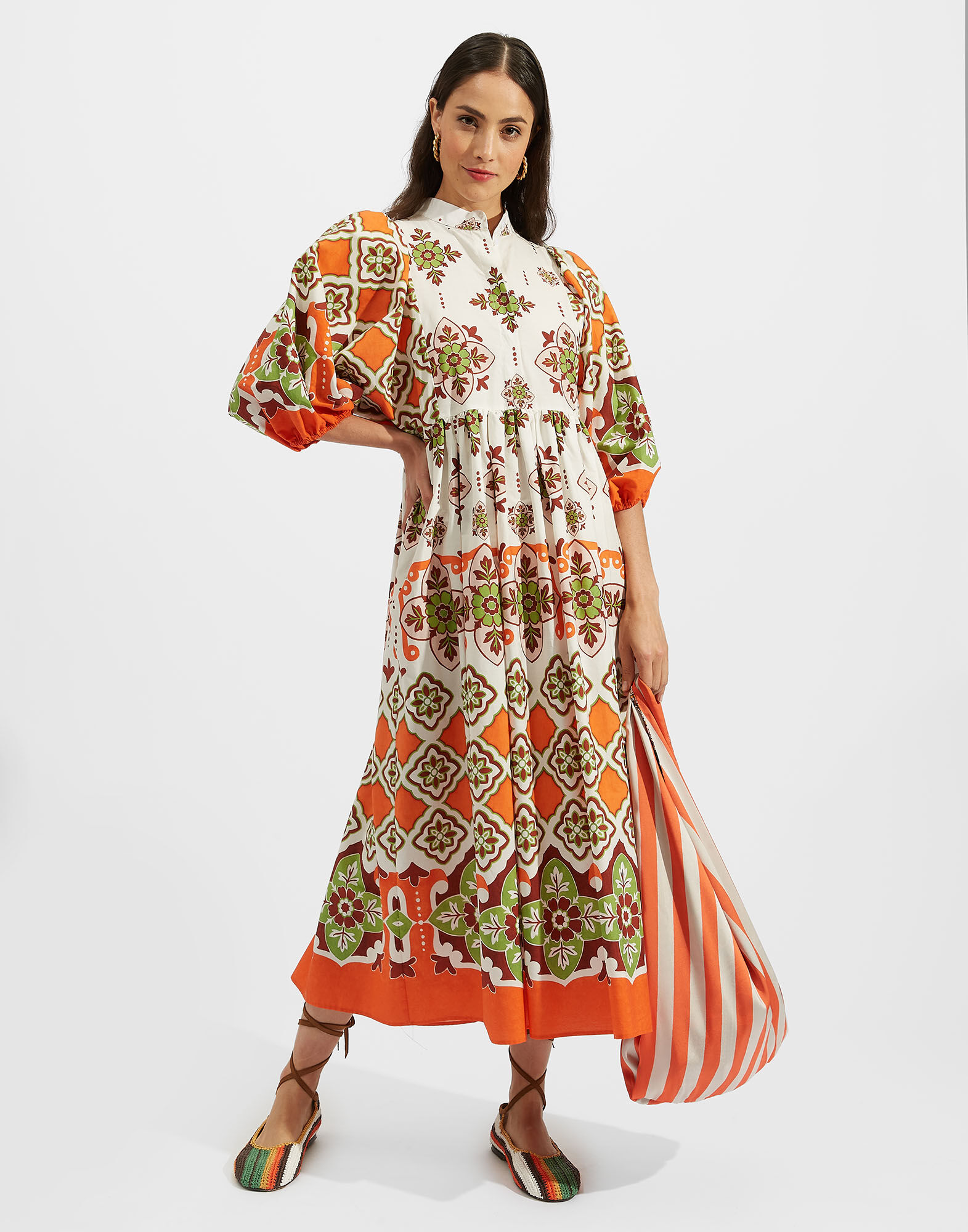 La DoubleJ Portofino Dress Partenope Plac&eacute;e DRE0374COT039PRT01OR02