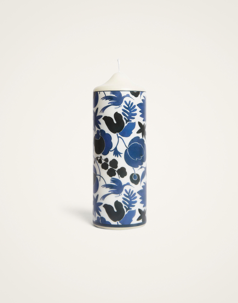 La DoubleJ Printed Pillar Candle La DoubleJ Printed Pillar Candle Wildbird Blue CAN0011WAX001BIR01BU03