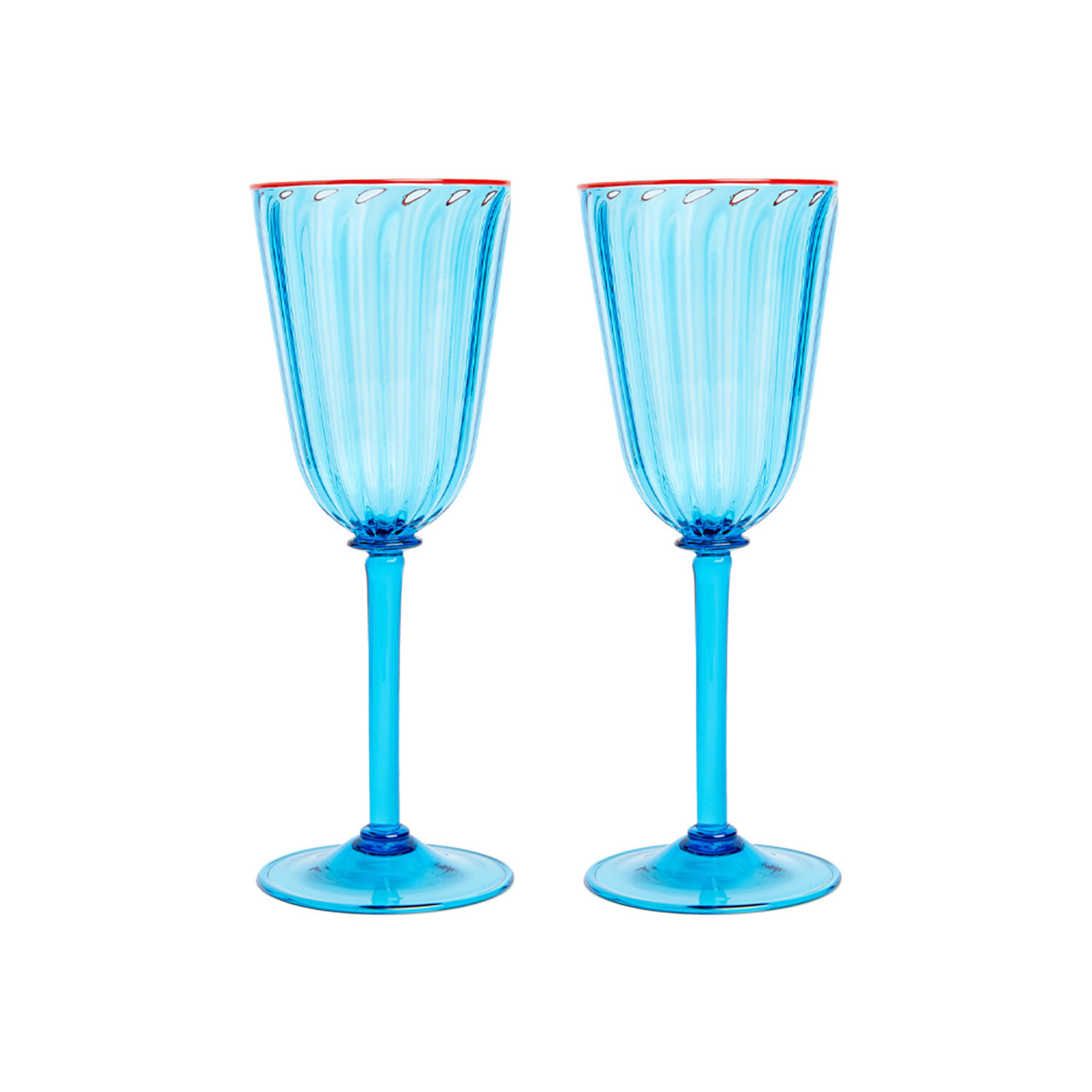 La Doublej Rainbow Murano Wine Glasses (set Of 2) In Turquoise
