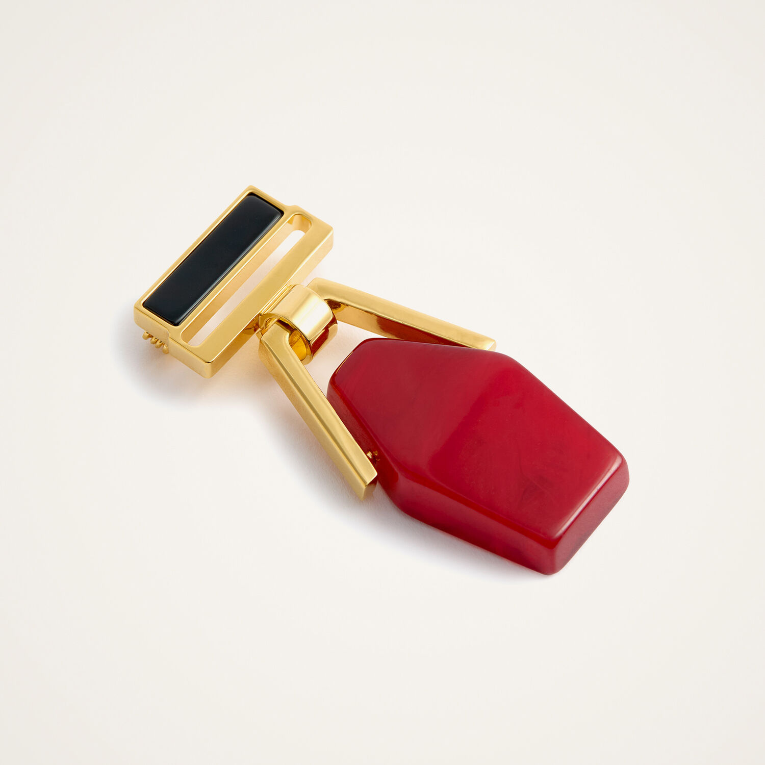 La Doublej Portal Brooch In Solid Burgundy