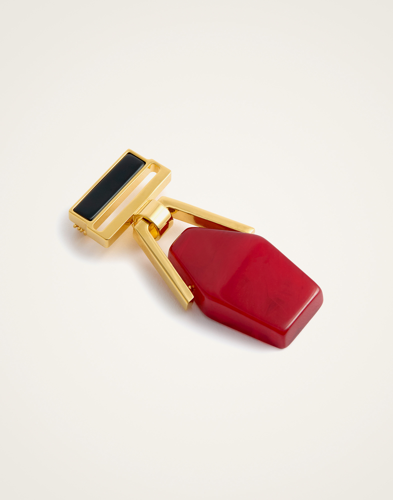 La DoubleJ Portal Brooch La DoubleJ Portal Brooch 24k Gold Plate & Red Resin BCH0002POL014SOLIDRE02