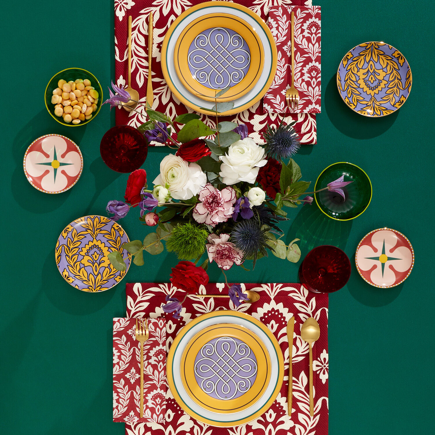  La Doublej Dessert & Side Plates Women - Dessert Plates Set Of 2 Cortile Yellow One Size 100% Porcelain 