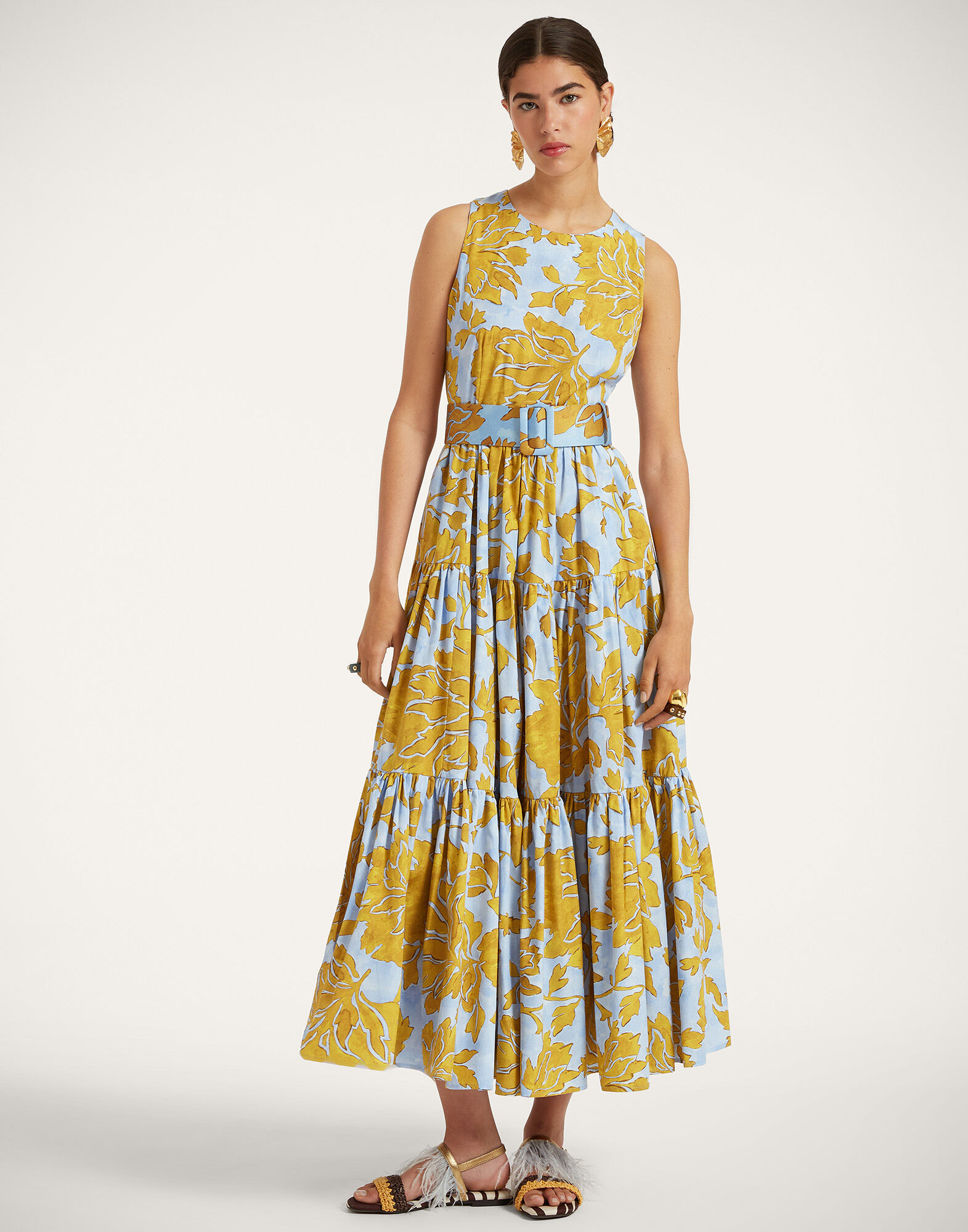 La DoubleJ Sleeveless Big Dress Tangle Light Blue DRE0185COT039TAN01BU01