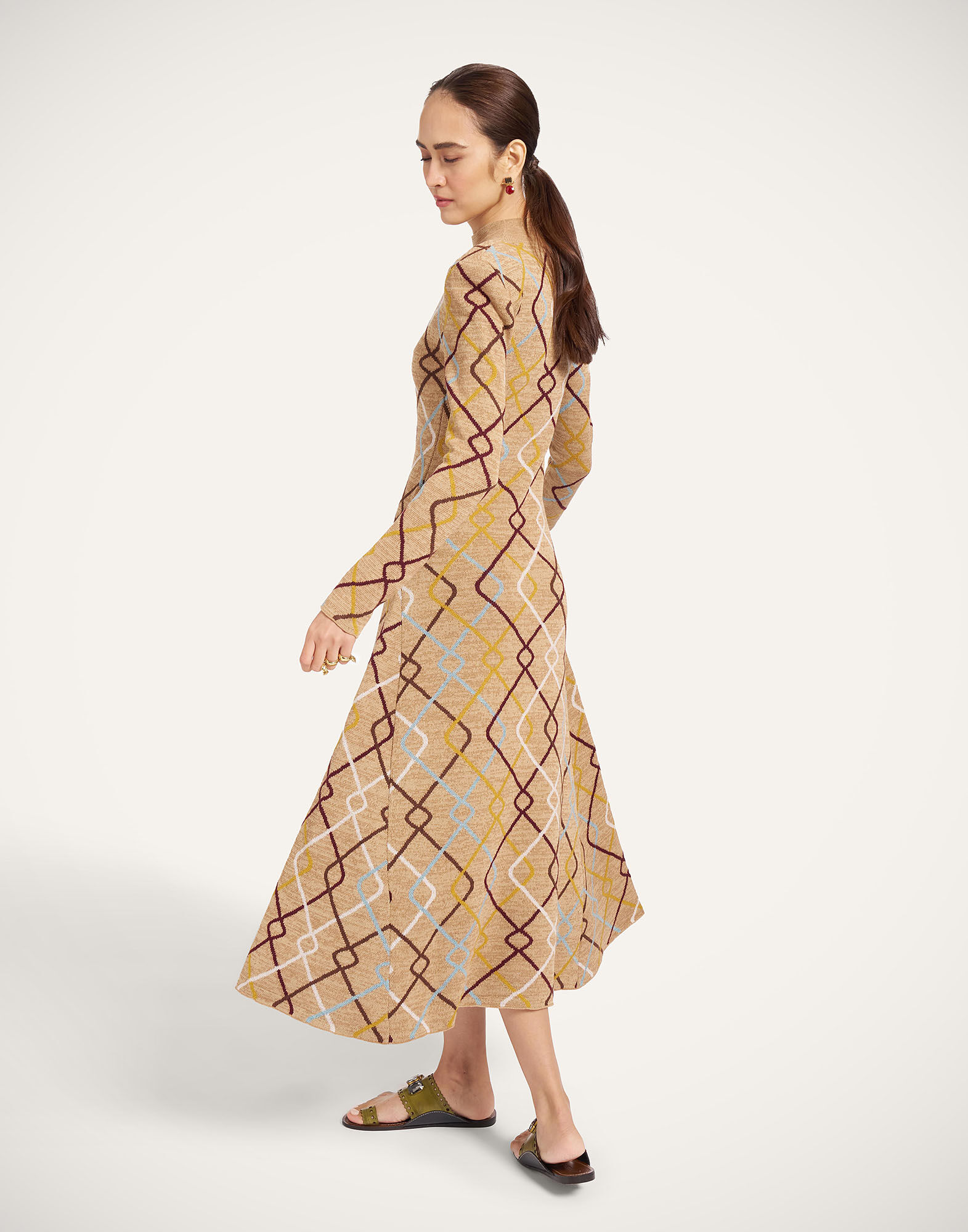 La DoubleJ Babe Dress Beige, Burgundy, and Light Blue DRE1131KNI219VA517BR01