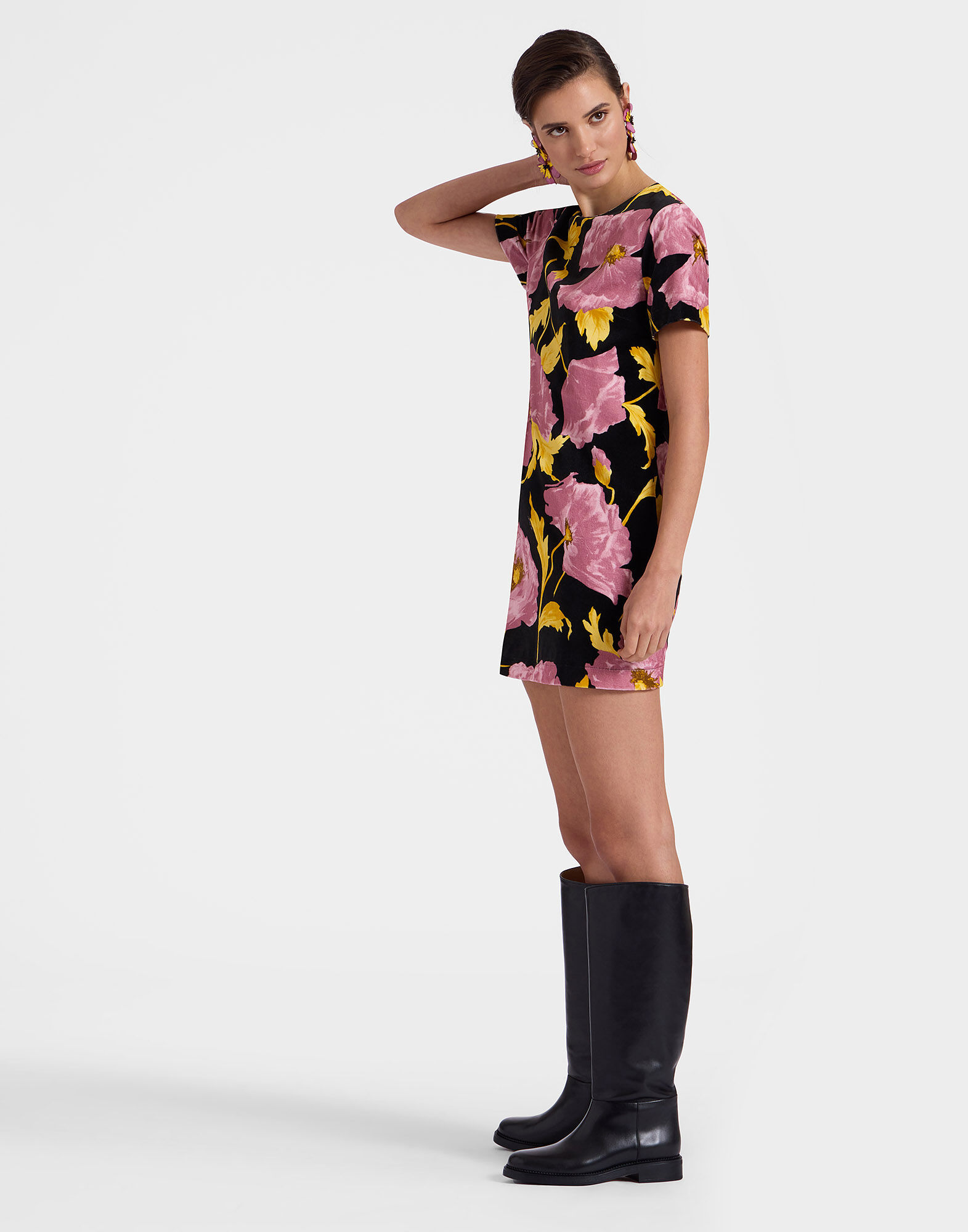 Mini Swing Dress in Sylph Black fur Damen La DoubleJ