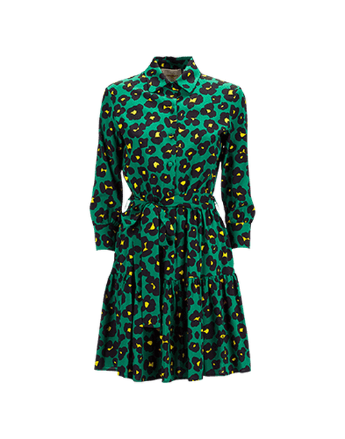 LaDoubleJ Short Bellini Dress Flower Leopard Verde DRE0121VIS001FLL0002