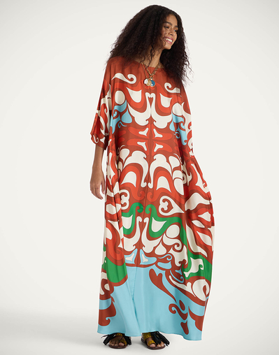 Muumuu Dress Round Neck in Phoenix Place Light Blue for Women | La DoubleJ Muumuu Dress Round Neck in Phoenix Place Light Blue for Women | La DoubleJ
