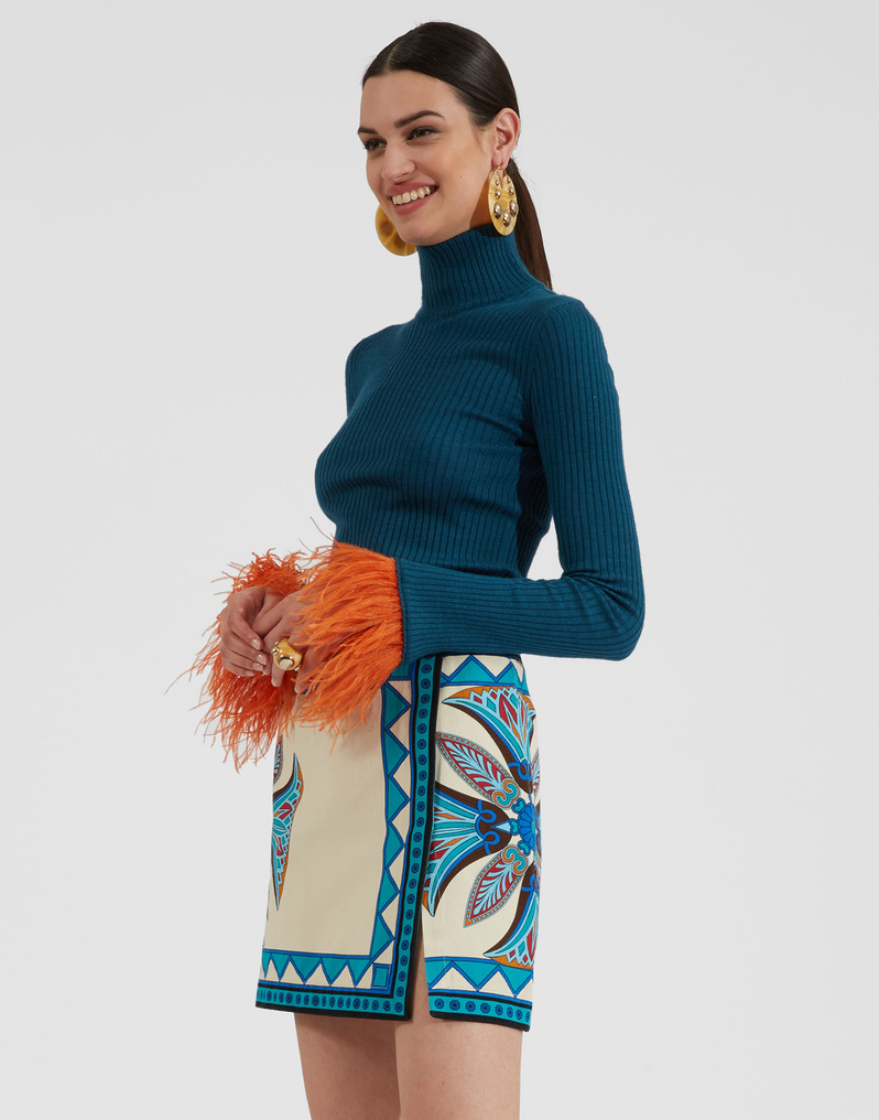 La DoubleJ Foulard Mini Skirt La DoubleJ Foulard Mini Skirt Lotus Placée Ivory SKI0092COT046LOT01WH04