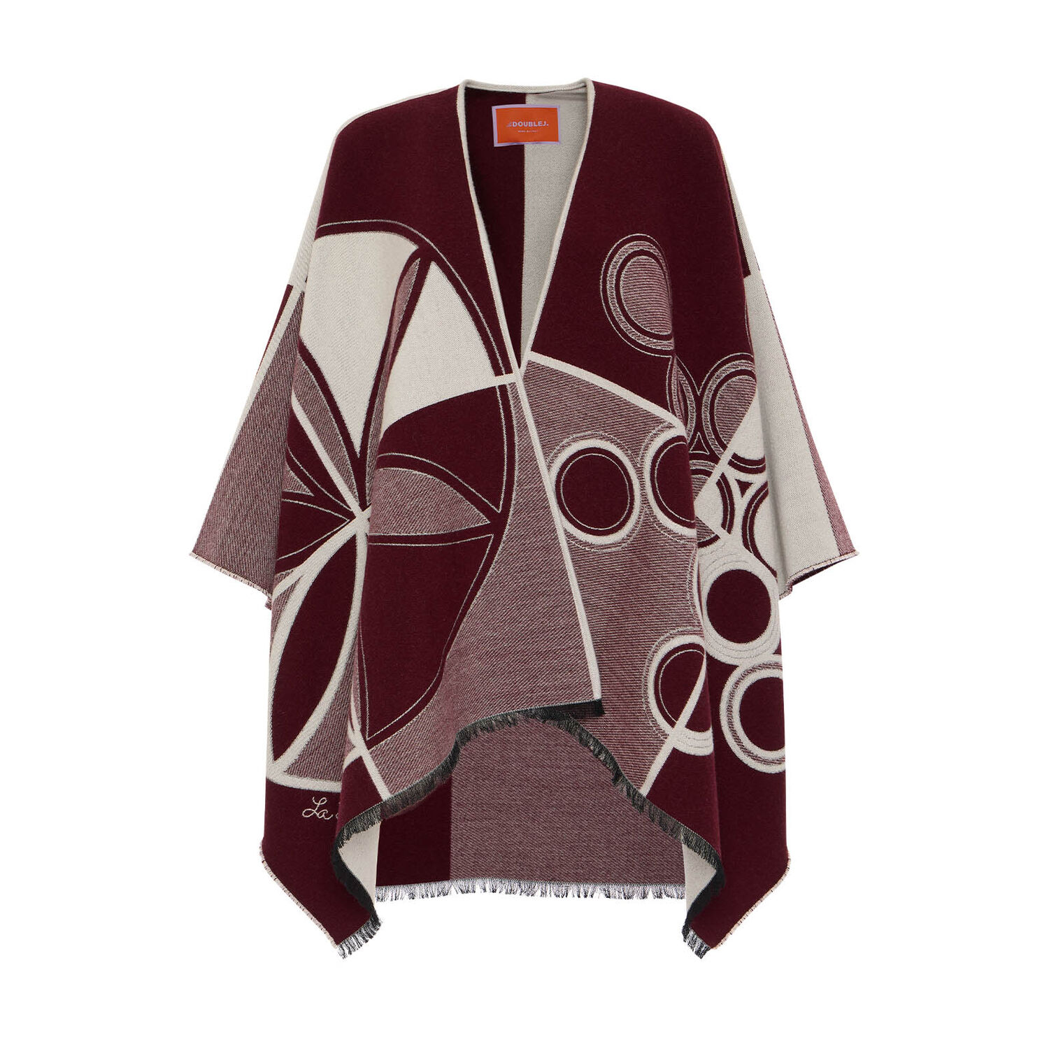 La Doublej Logo-print Cape In Eclipse Placée Burgundy