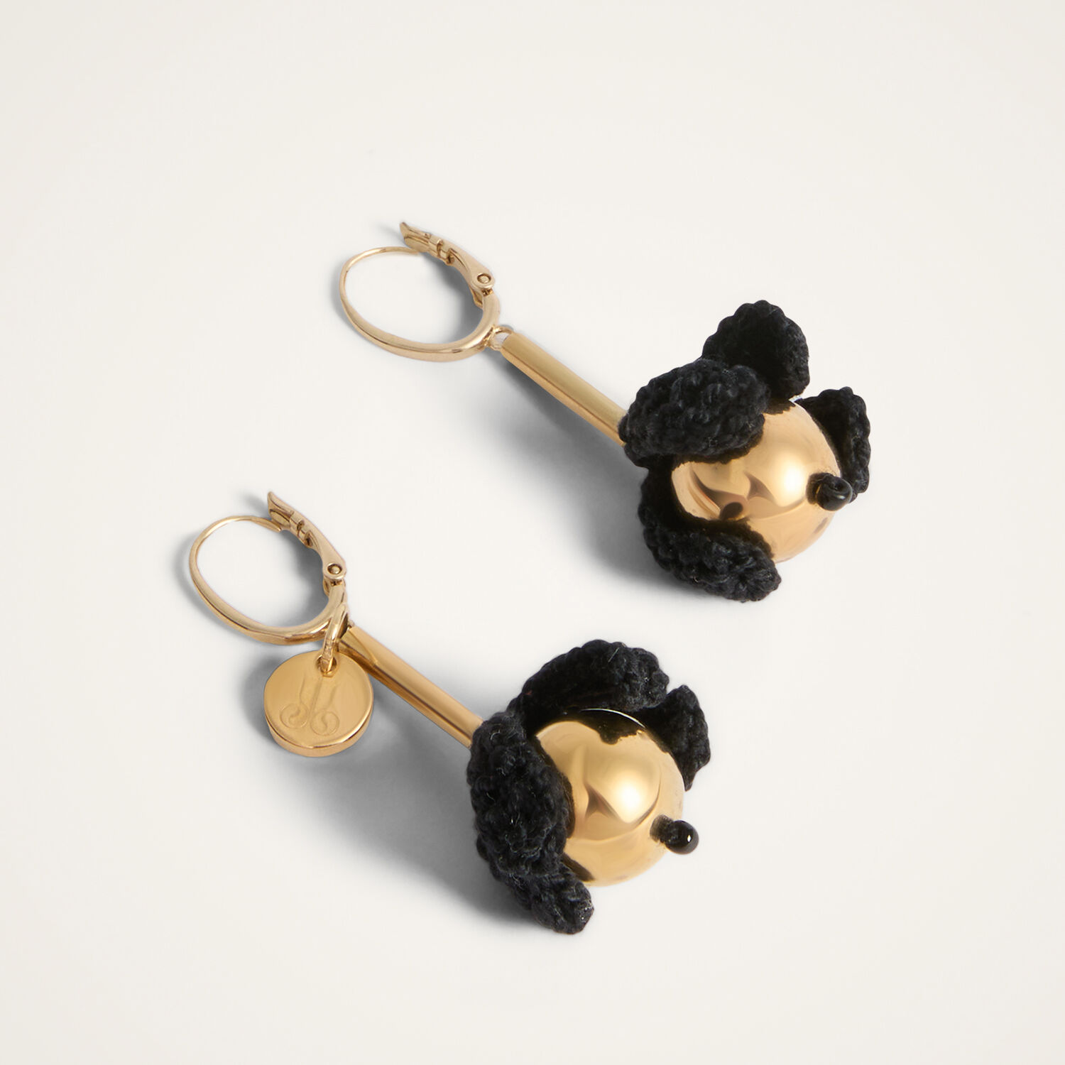  La Doublej Earrings Women - Bouquet Drop Earrings 24k Gold Plate & Black Cotton Crochet One Size 33% Cotton 33% Brass 33% Pmma 1% Glass 