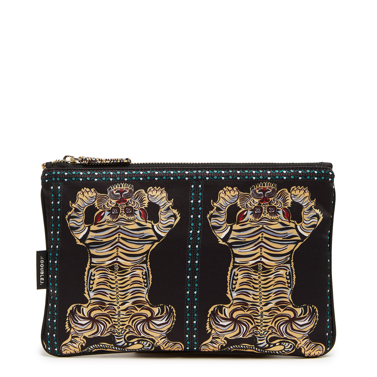 La Doublej Pochette In Tiger Tiles Black Small