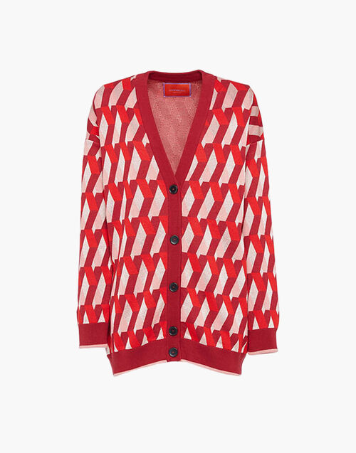 La DoubleJ Knit Leisure Cardigan Diamond Rosso PUL0068KNI044VAR0100