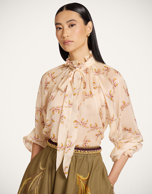 La DoubleJ Cerere Blouse Farfalla Buttercream SHI0120SIL024FAR08WH09