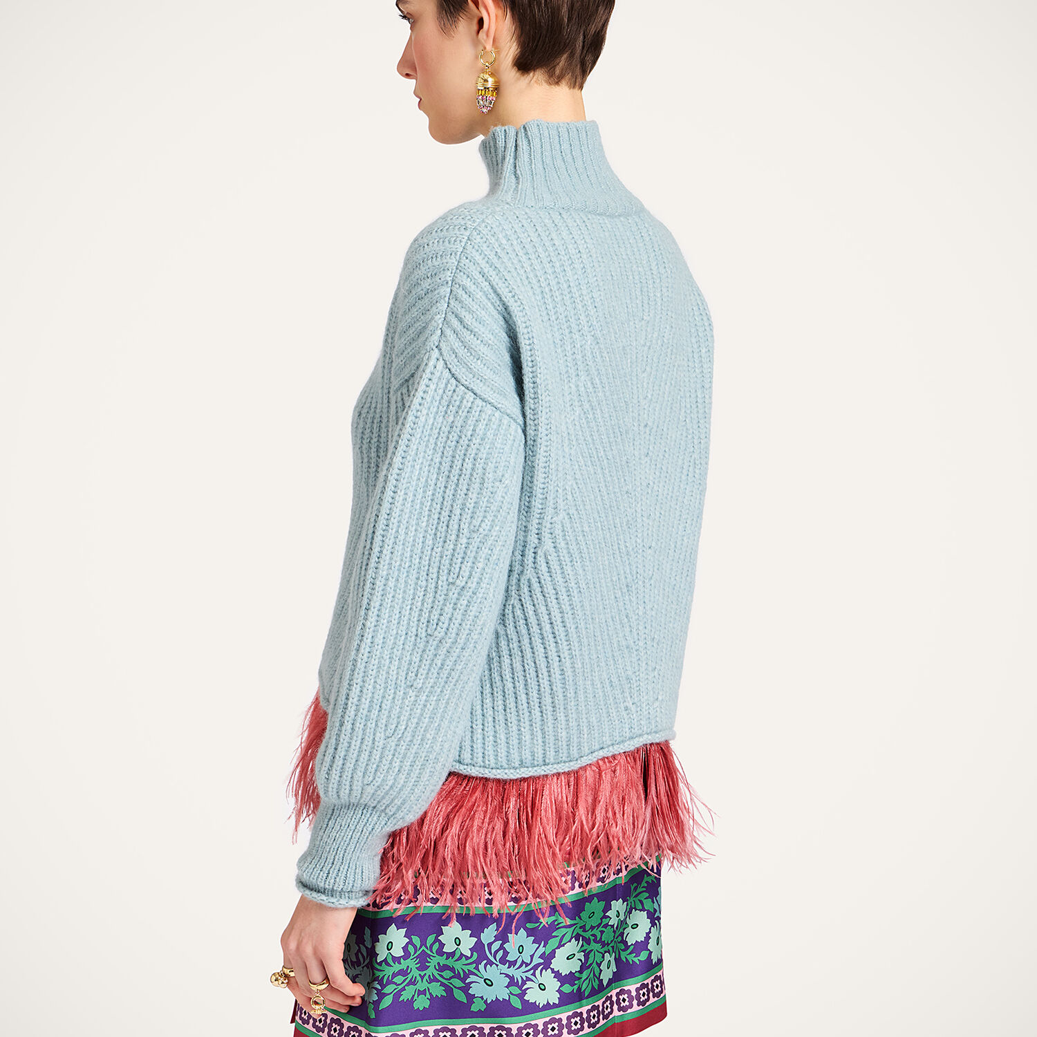  La Doublej Knitwear Women - High Kick Sweater Powder Blue Xs 66%baby Alpaca 22%polyammide 10%wool Merino Fine 2%ostrich Feathers 