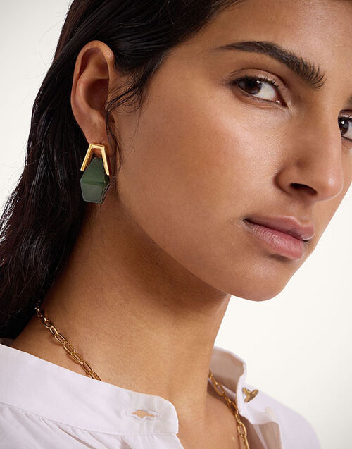 La DoubleJ Portal Earrings La DoubleJ Portal Earrings 24k Gold Plate & Green Resin EAR0051POL014SOLIDGR08