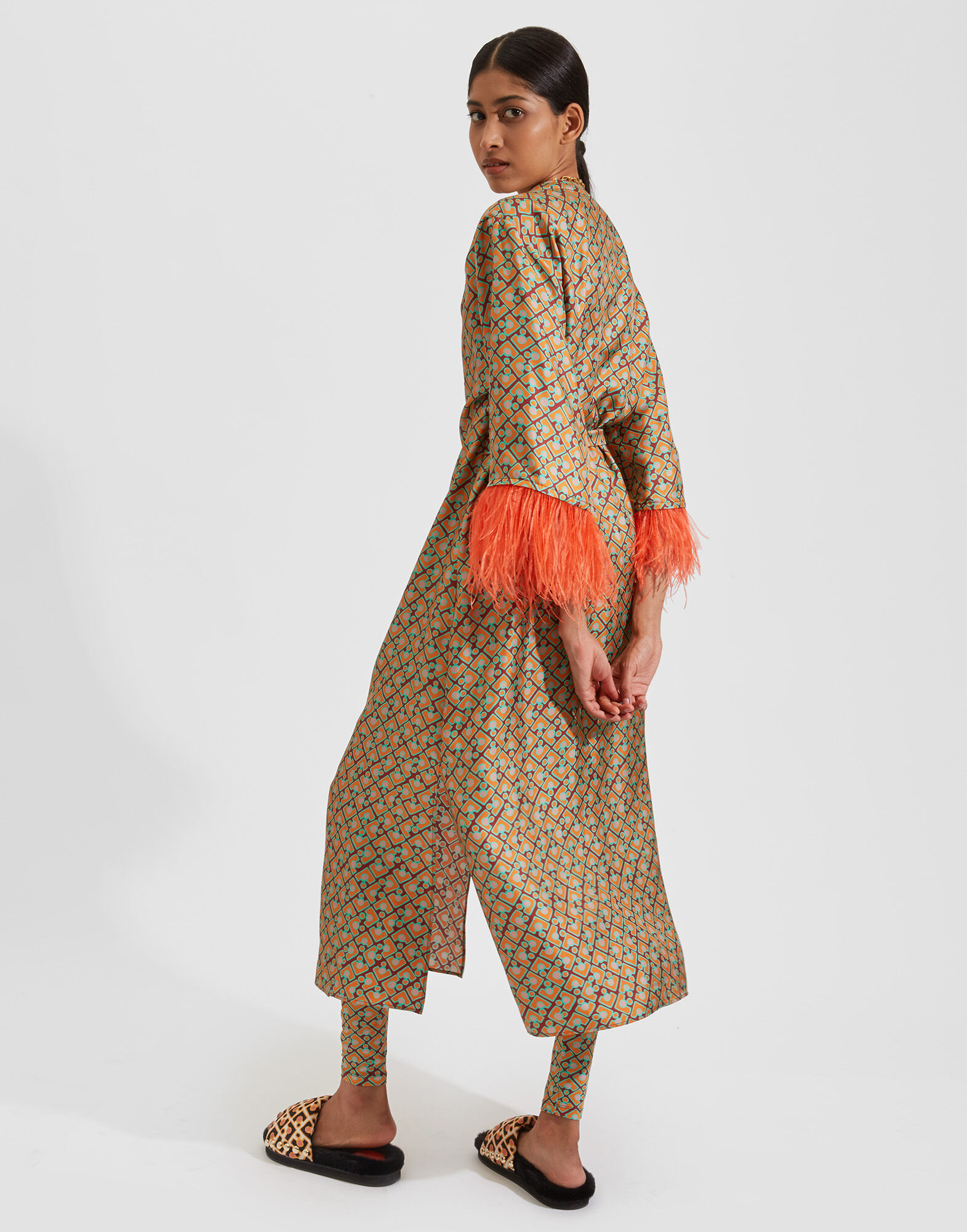 La DoubleJ Boudoir Dress (With Feathers) Puzzle Bordeaux DRE0301SIL001PUZ0001