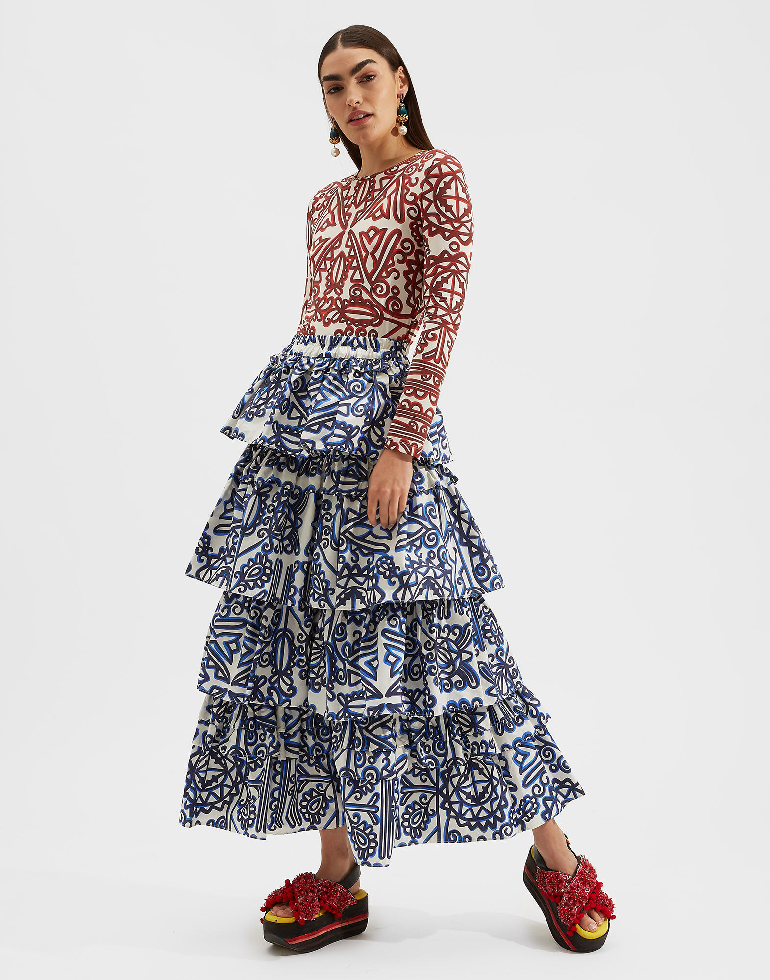 LaDoubleJ Dolce Skirt Parnaveg Blu SKI0052COT001PRN0002