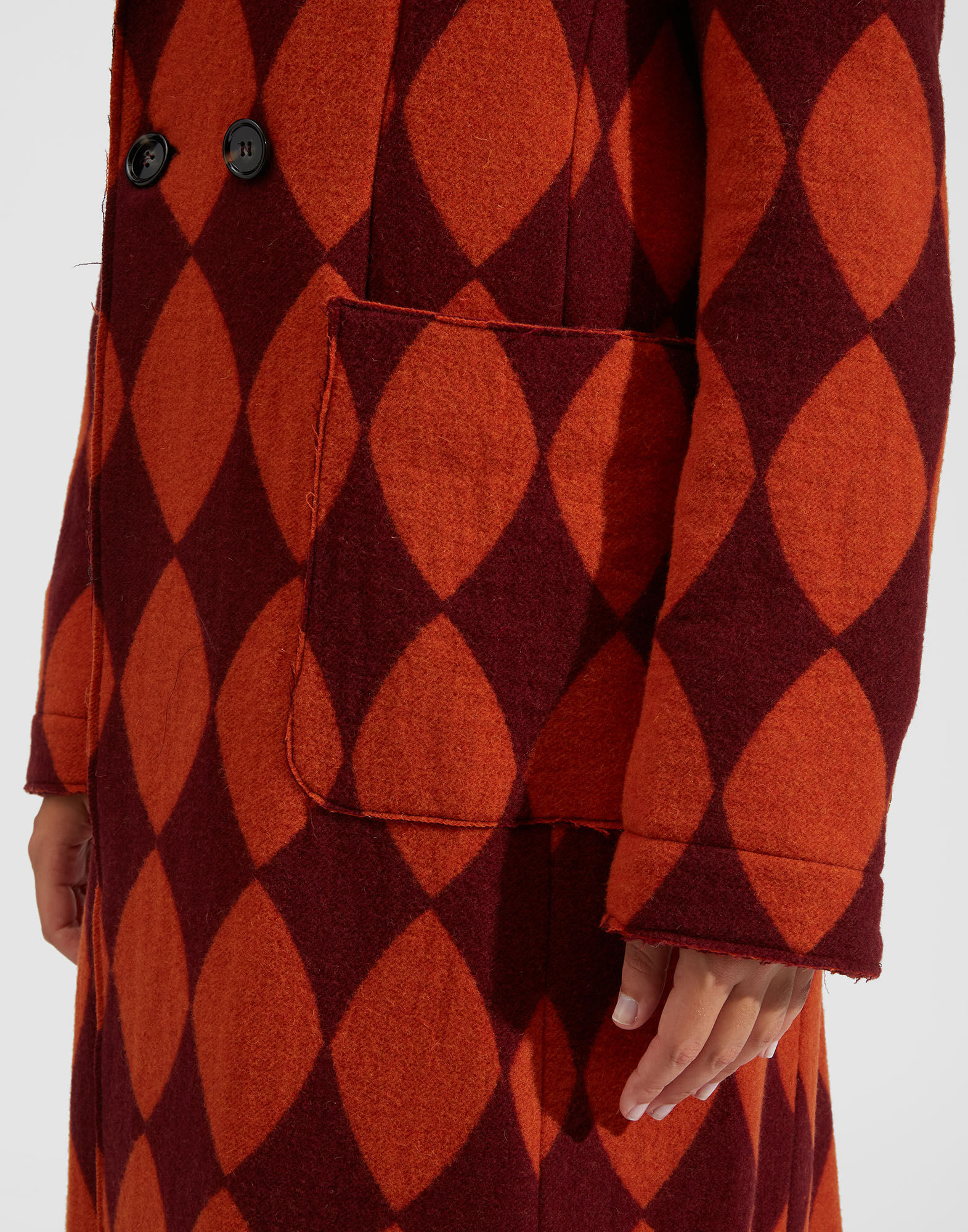 La DoubleJ Duster Coat Arancio/Bordeaux JAC0013WOL010MUL0052