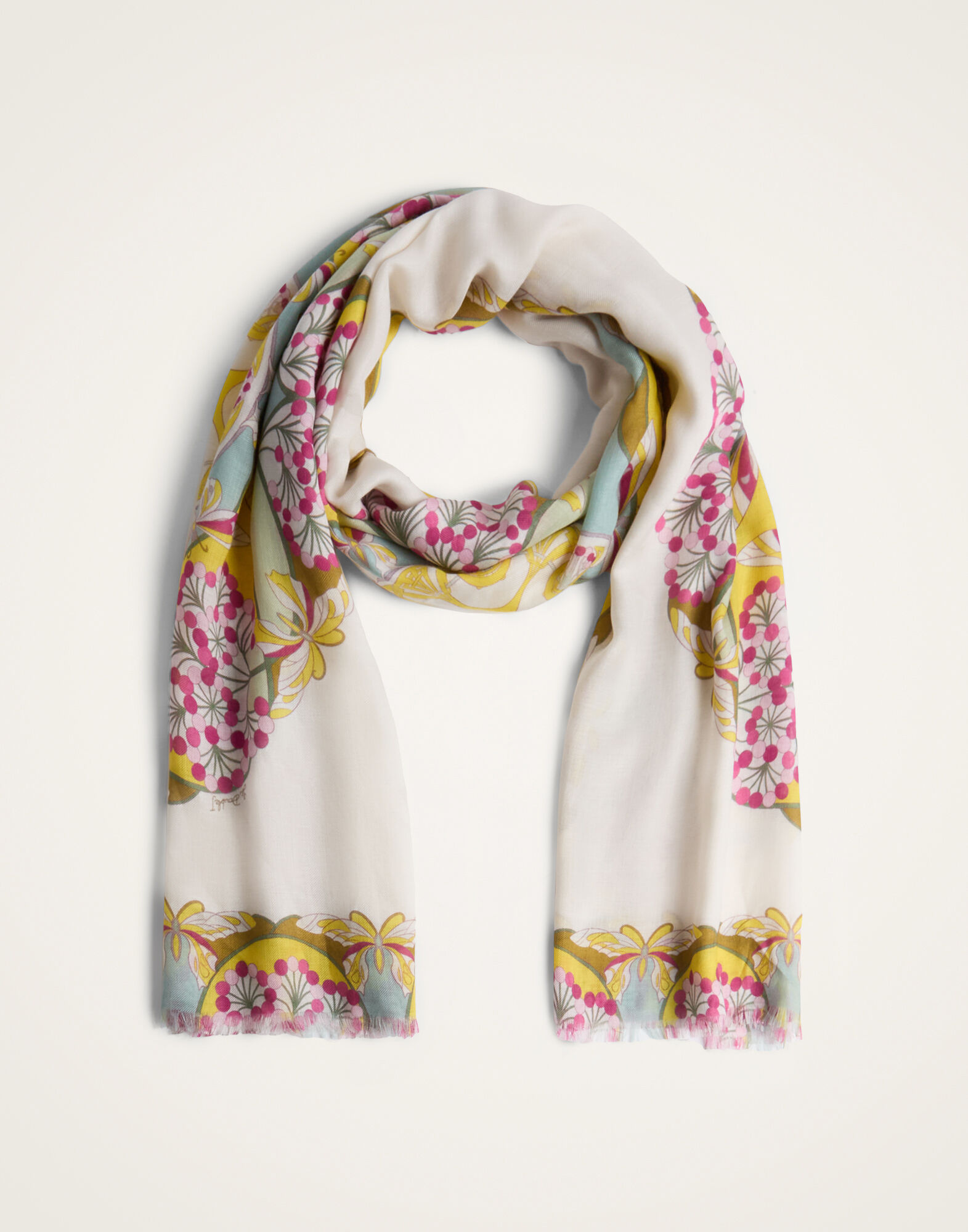 La DoubleJ Scarf (70X180) Florette Plac&eacute;e Fuchsia SCA0097MOS001FLO08PI03