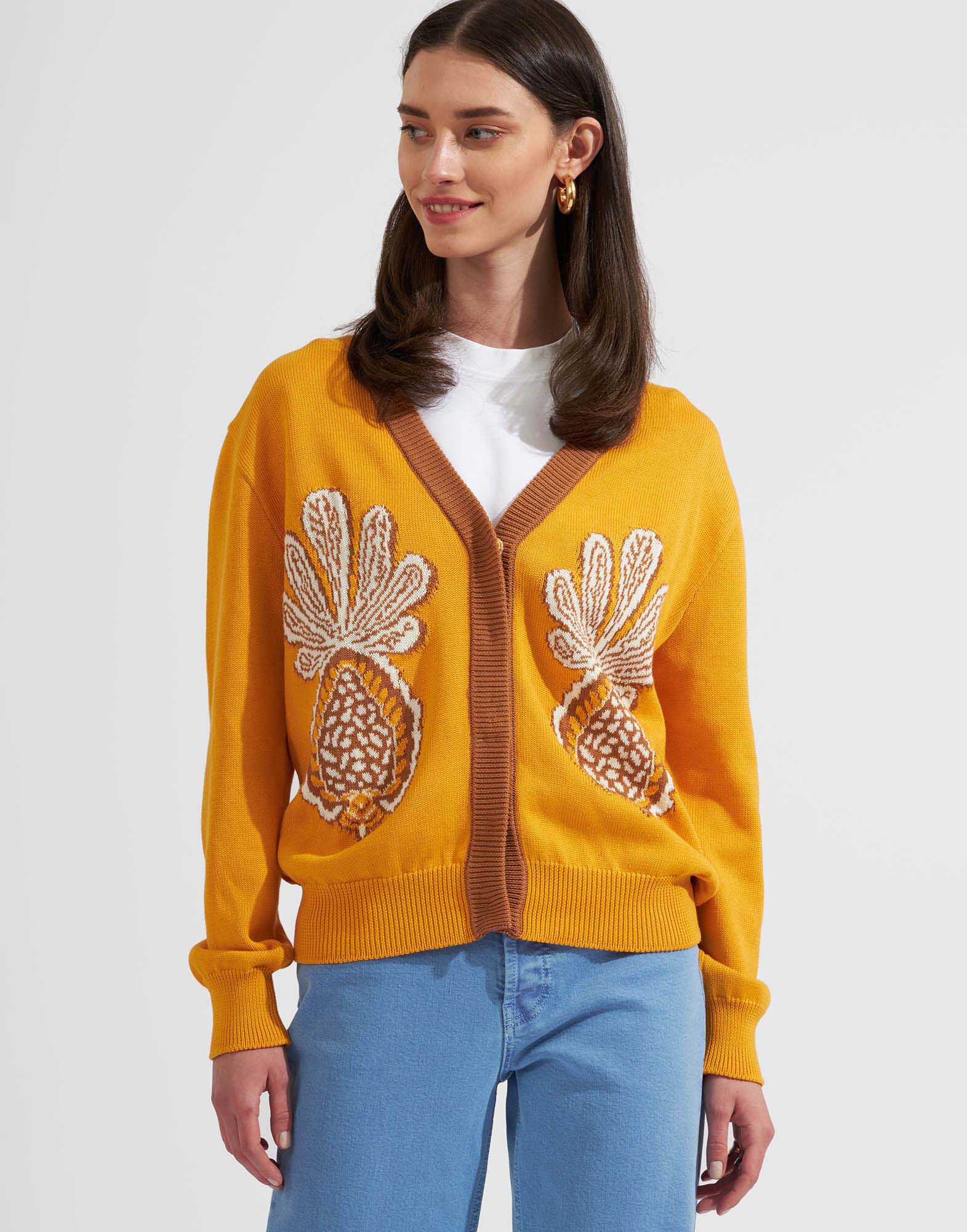 La DoubleJ Pineapple Cardigan Avorio PUL0157KNI087VA178WH04