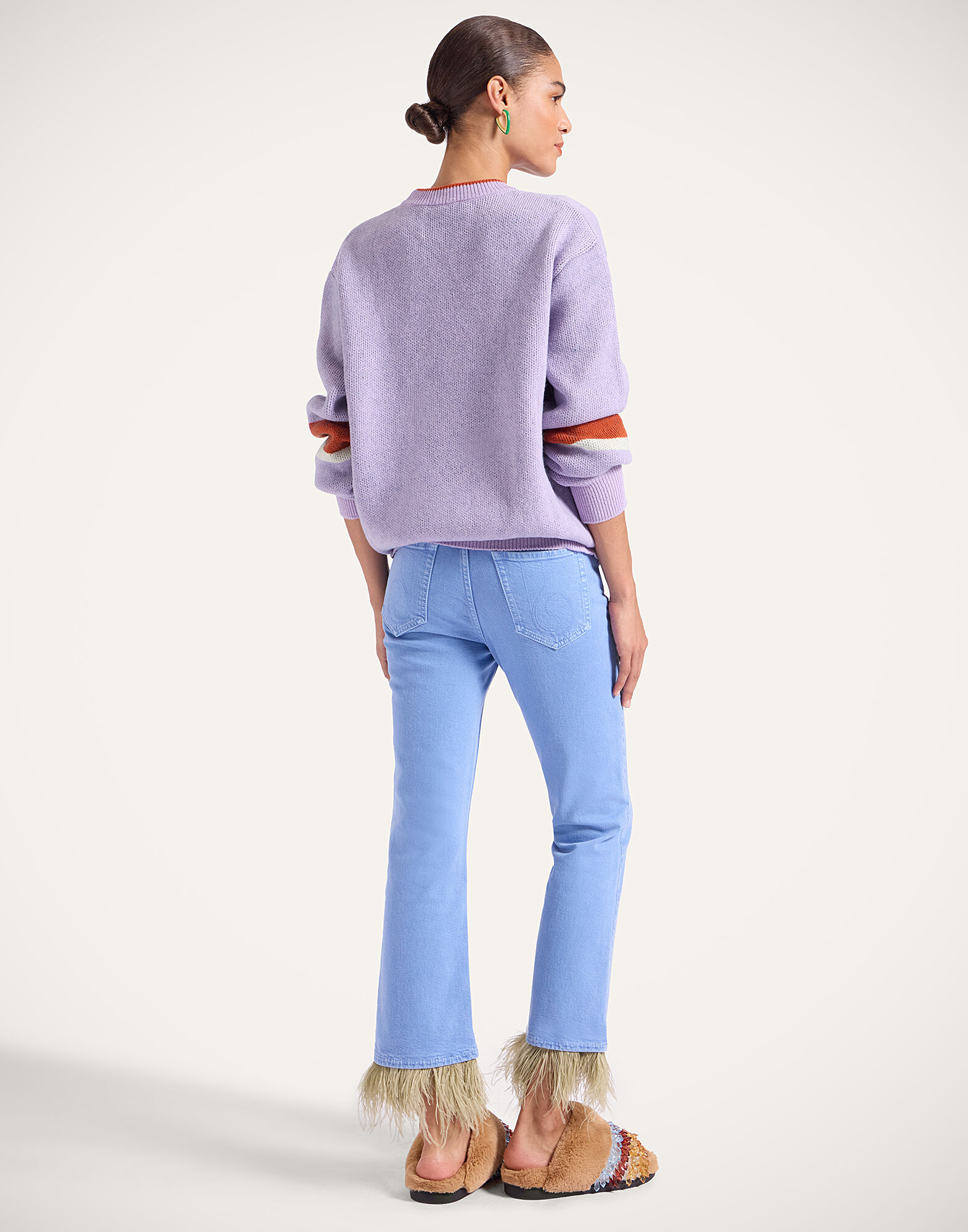 La DoubleJ Fancy Crop Jeans (With Feathers) Light Blue TRO0097DEN001SOLIDBU01