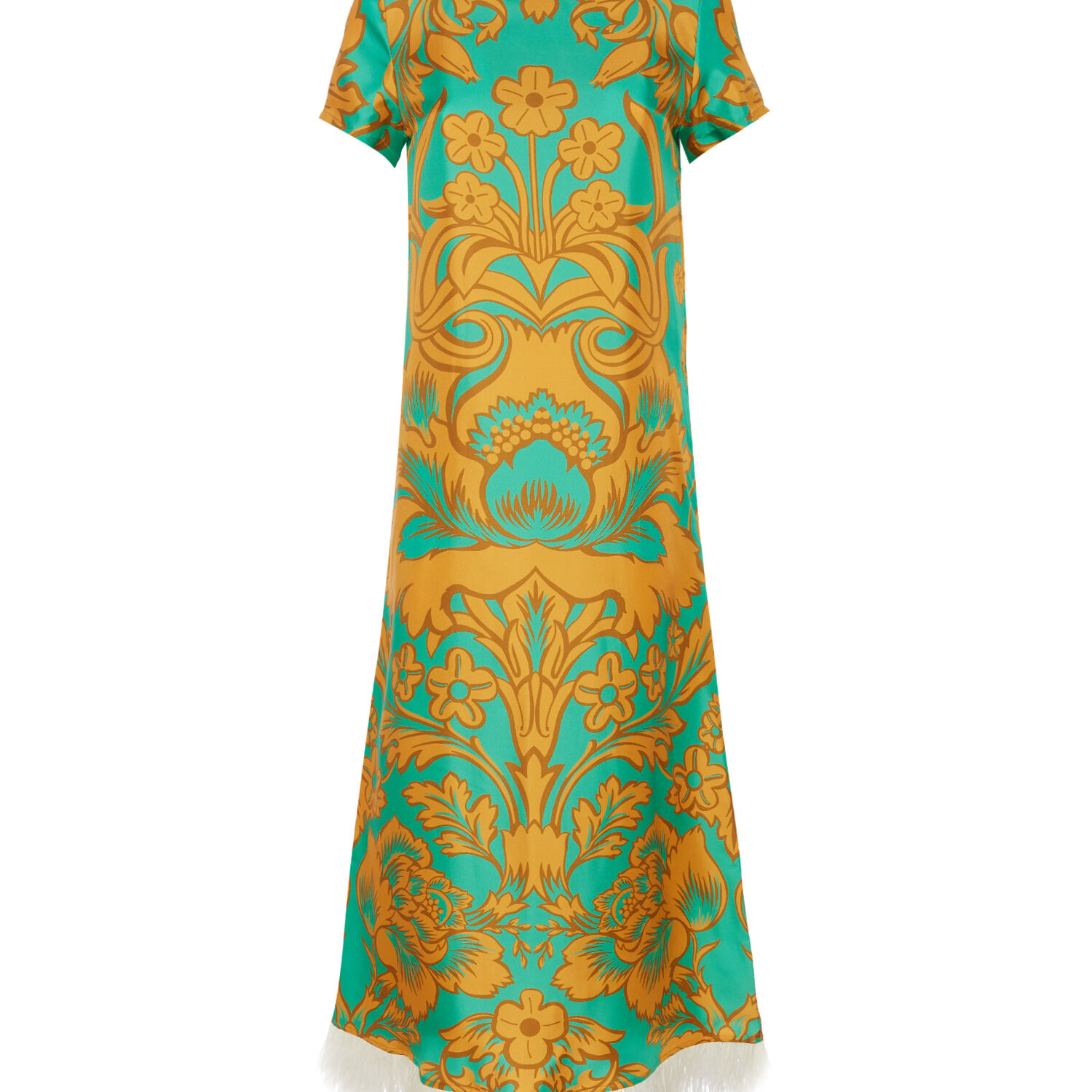 Shop La Doublej Swing Dress (with Feathers) In Va-va Turquoise