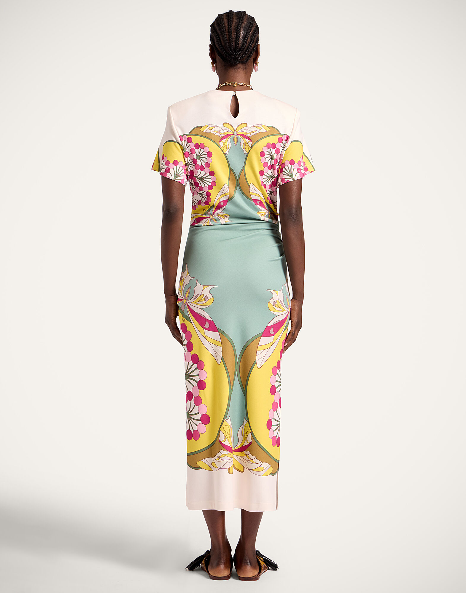 La DoubleJ Lela Dress Florette Plac&eacute;e Fuchsia DRE0922JER067FLO08PI03