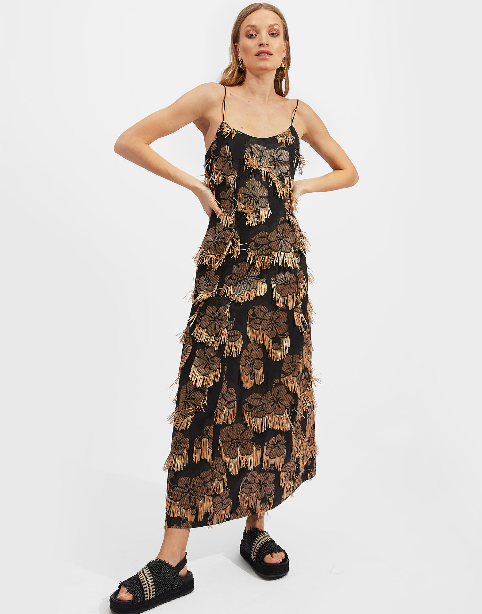 Whoow Dress in Hibiscus Raffia for Women | La DoubleJ