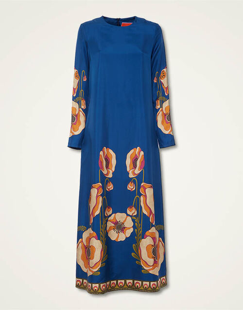 La DoubleJ Long Sleeve Swing Dress Poppies Blue Plac&eacute;e DRE0231SIL006PPP0003