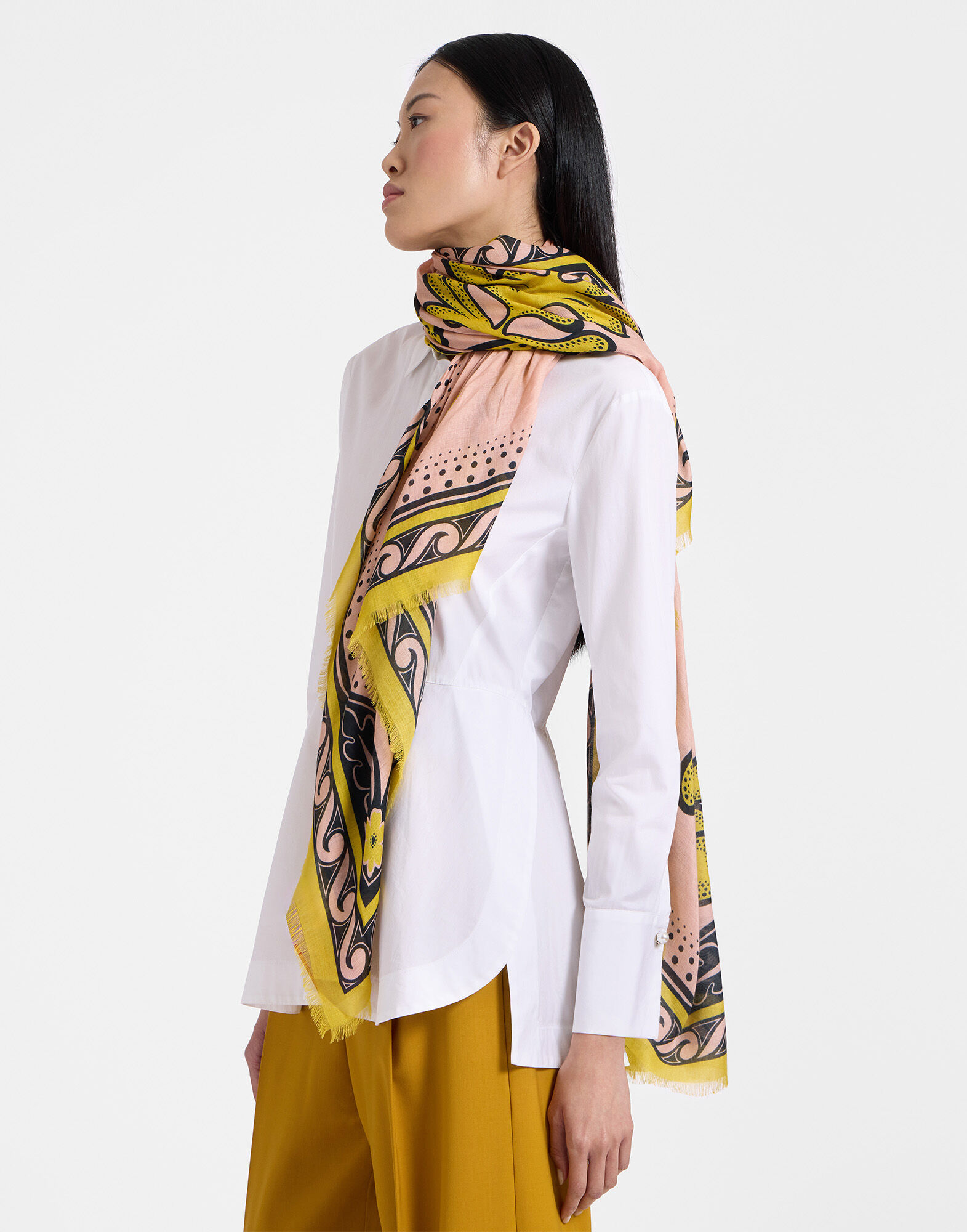 La DoubleJ Foulard 140 Herald Fuchsia SCA0060MOS001ALD01PI03