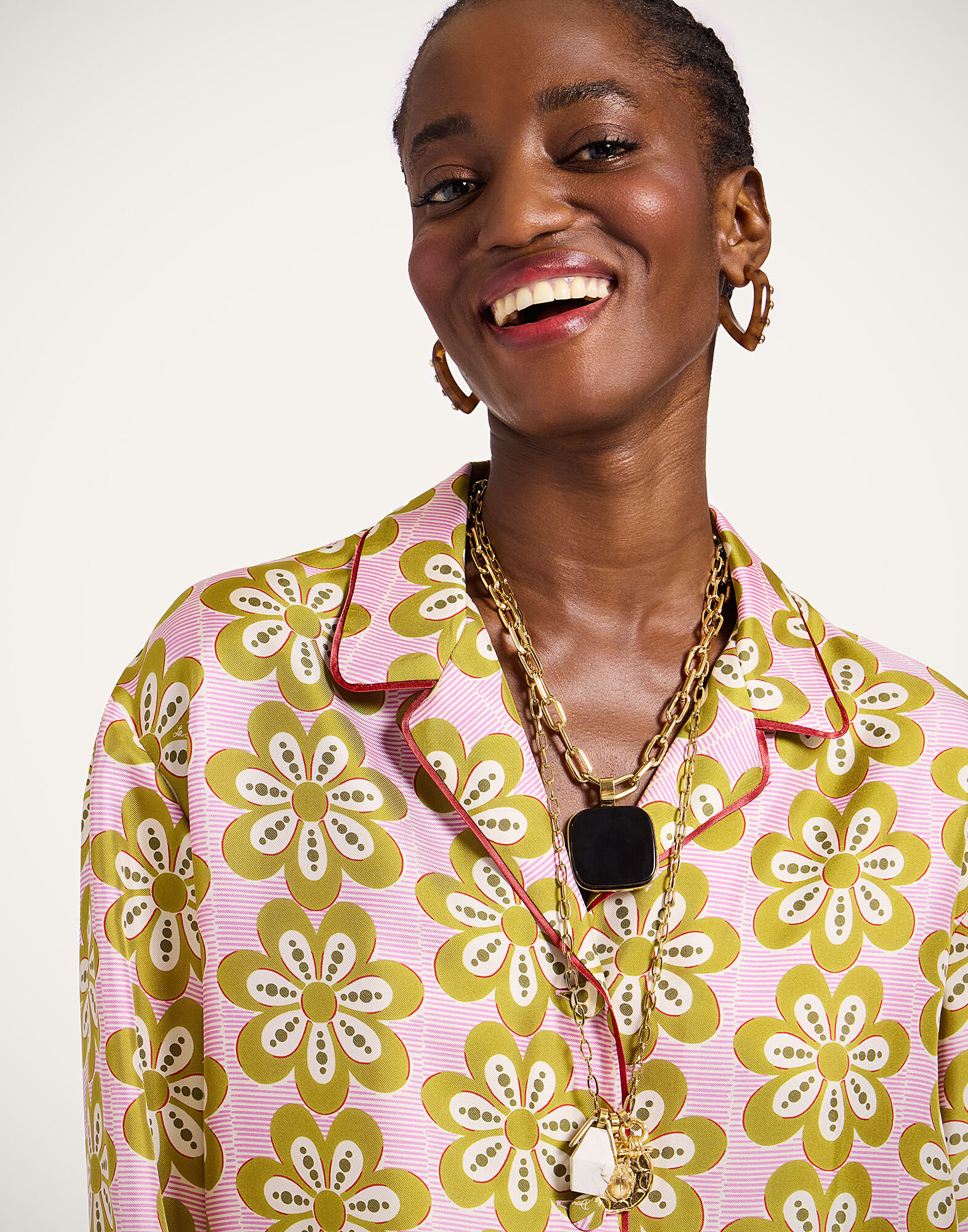 La DoubleJ Pajama Shirt Caper Pink SHI0077SIL001CEP01PI01