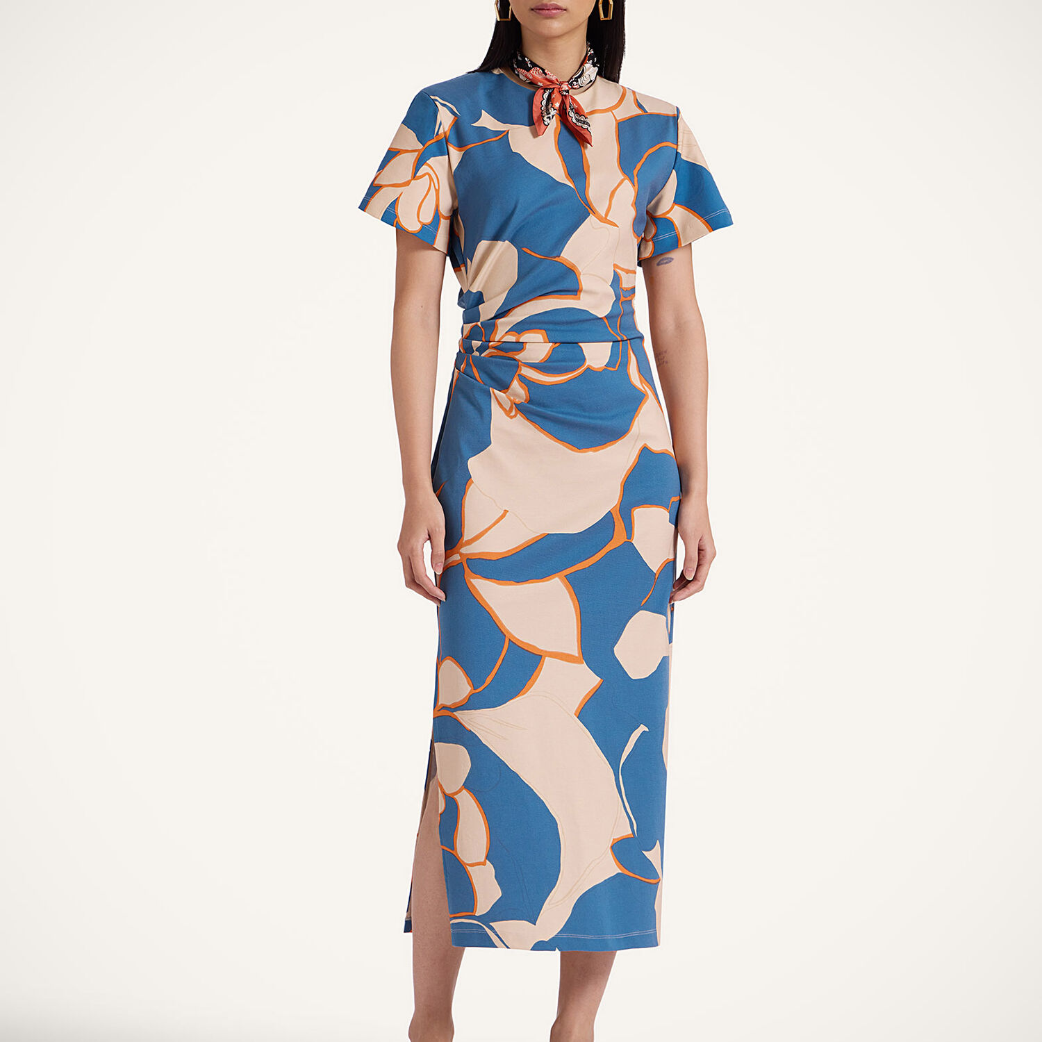 La Doublej X Lela Dress Dea Dahlia Sweater In Dea Dahlia Blue Petrol