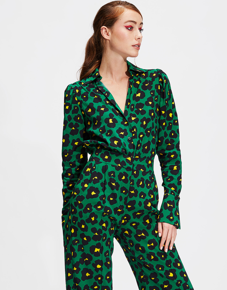 LaDoubleJ Viola Blouse LaDoubleJ Viola Blouse Flower Leopard Verde SHI0038VIS001FLL0002