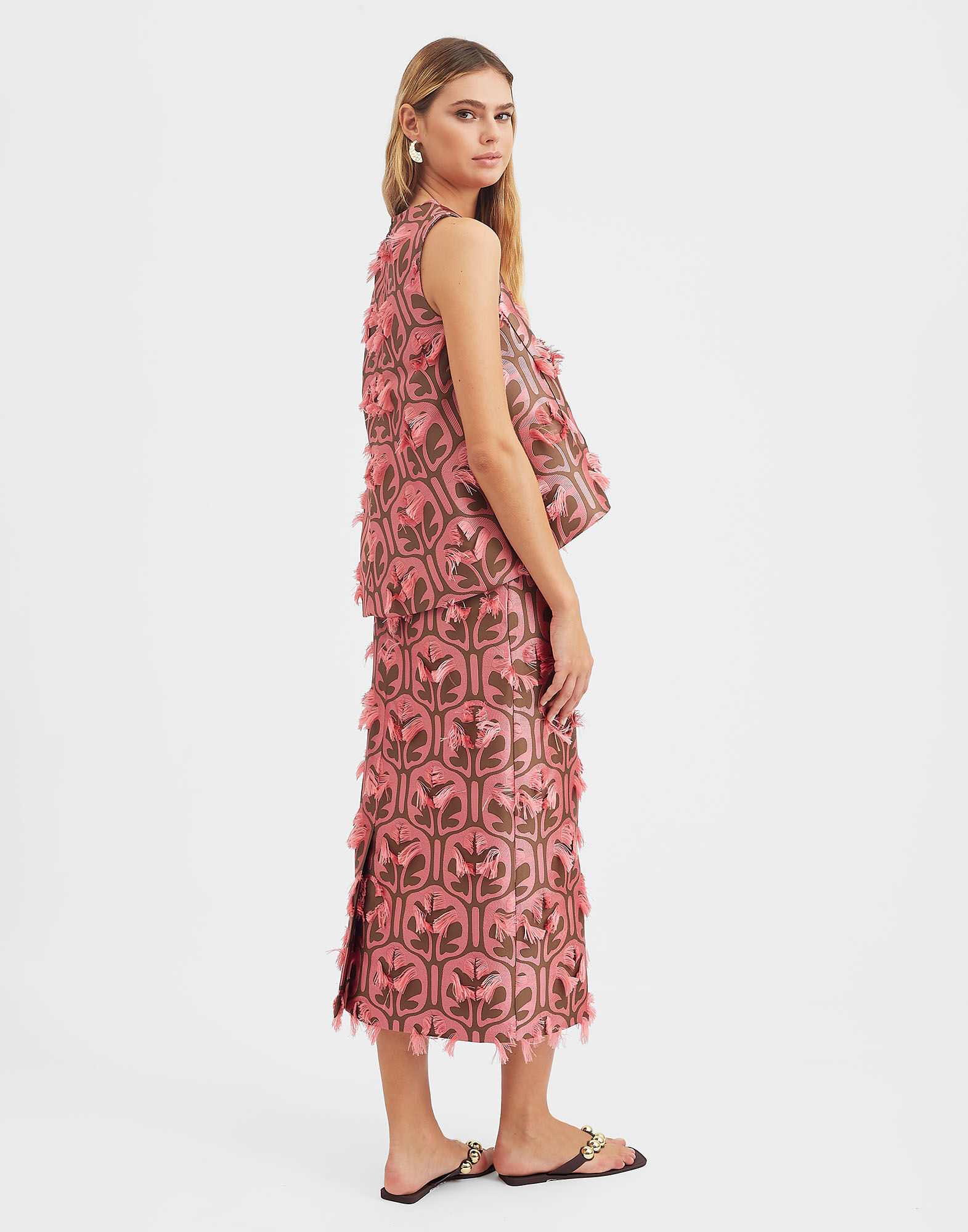 La DoubleJ Pencil Skirt Grove Kaki/Pink SKI0011JCQ043GRV03PI01