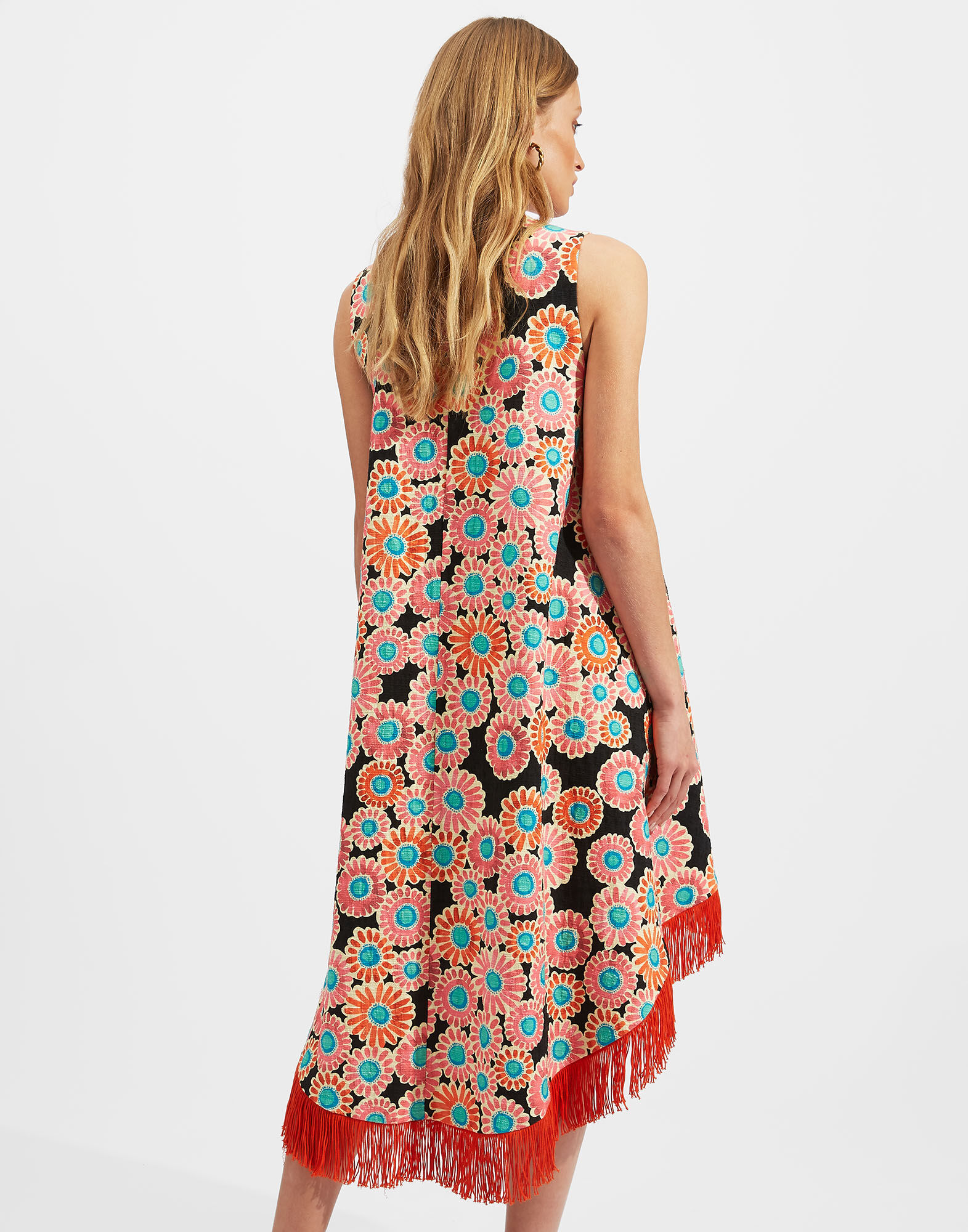 La DoubleJ La Scala High Dress (With Fringes) Crazy Daisy Black DRE0366COT005DAY0002