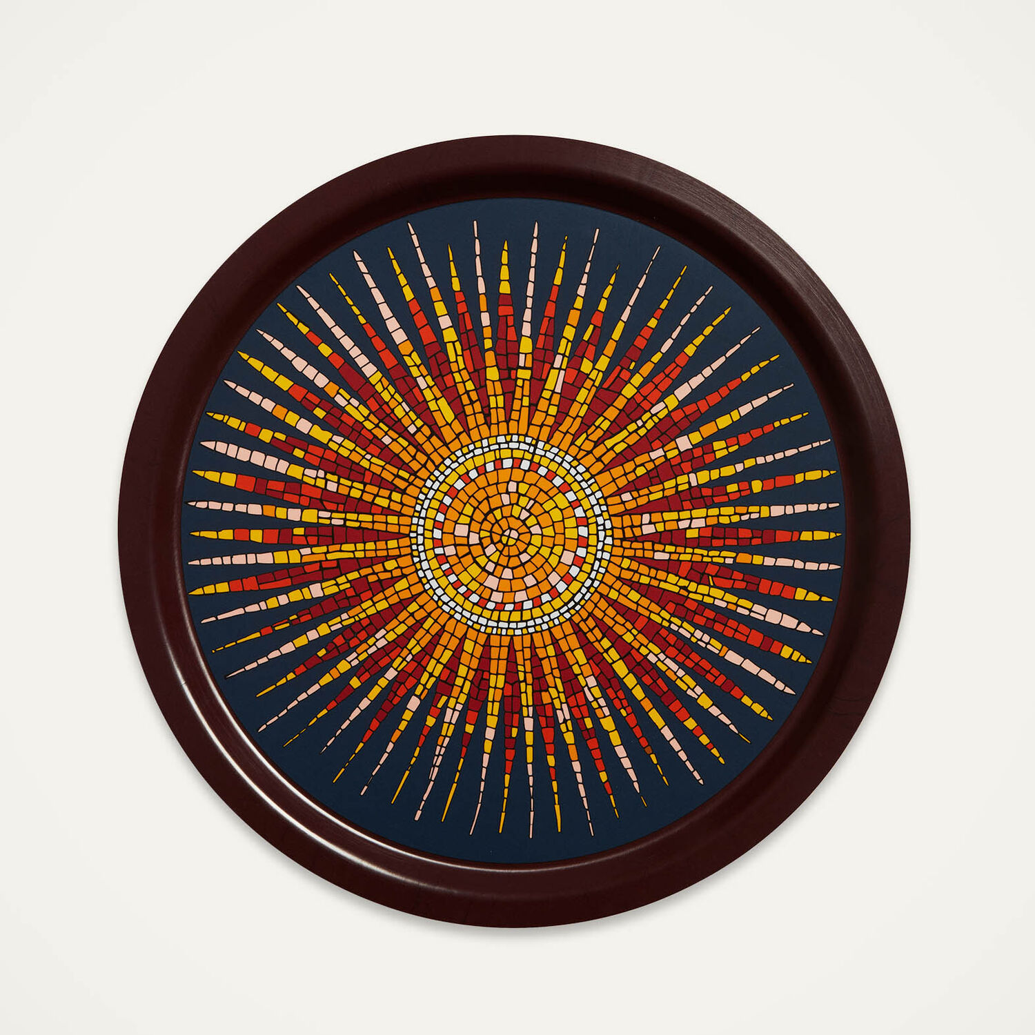 Shop La Doublej Round Printed Tray In Sunrays Midnight