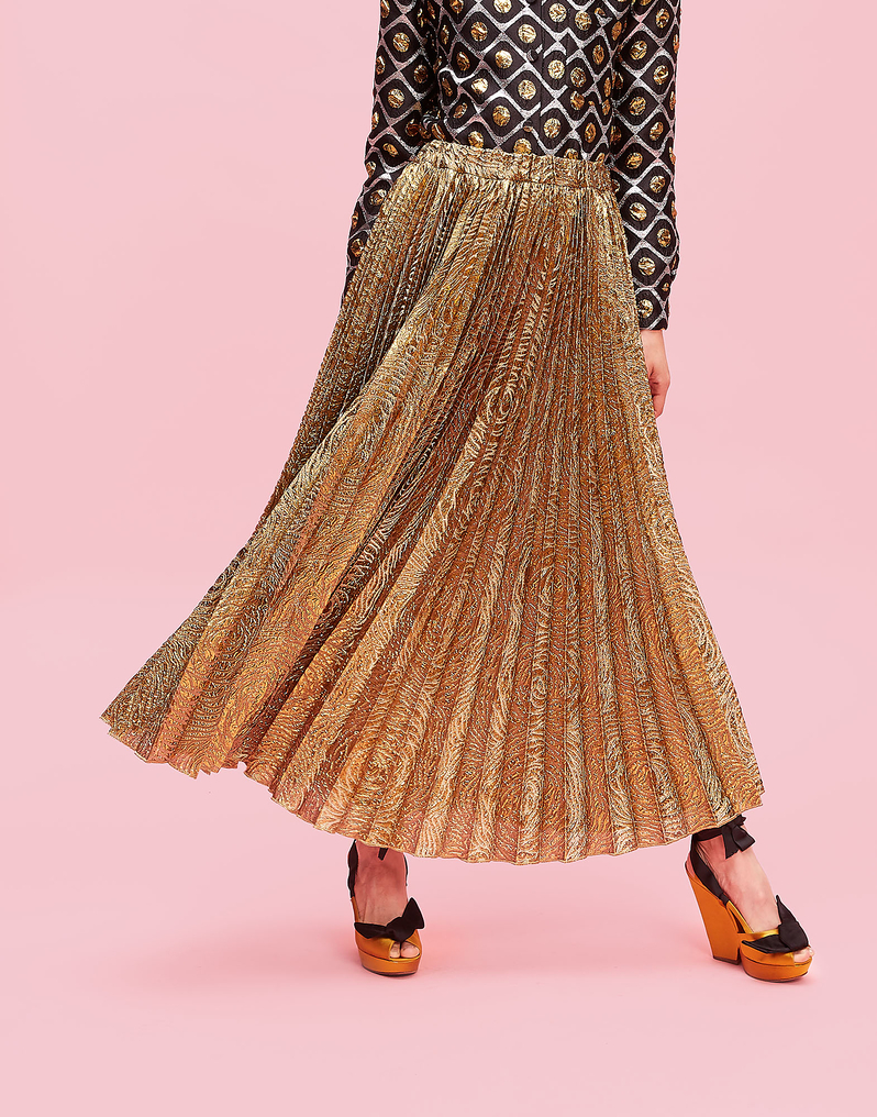 LaDoubleJ Soleil Skirt LaDoubleJ Soleil Skirt Lamé Oro SKI0016LUR001GOL0001