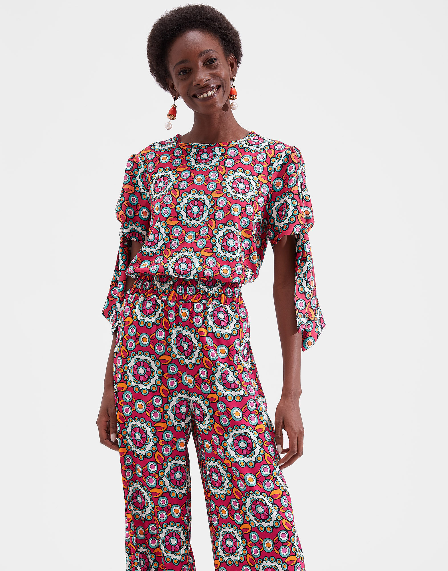 LaDoubleJ Tie T-Shirt Kaleidoscope Fuxia TOP0032JER002KAL0004