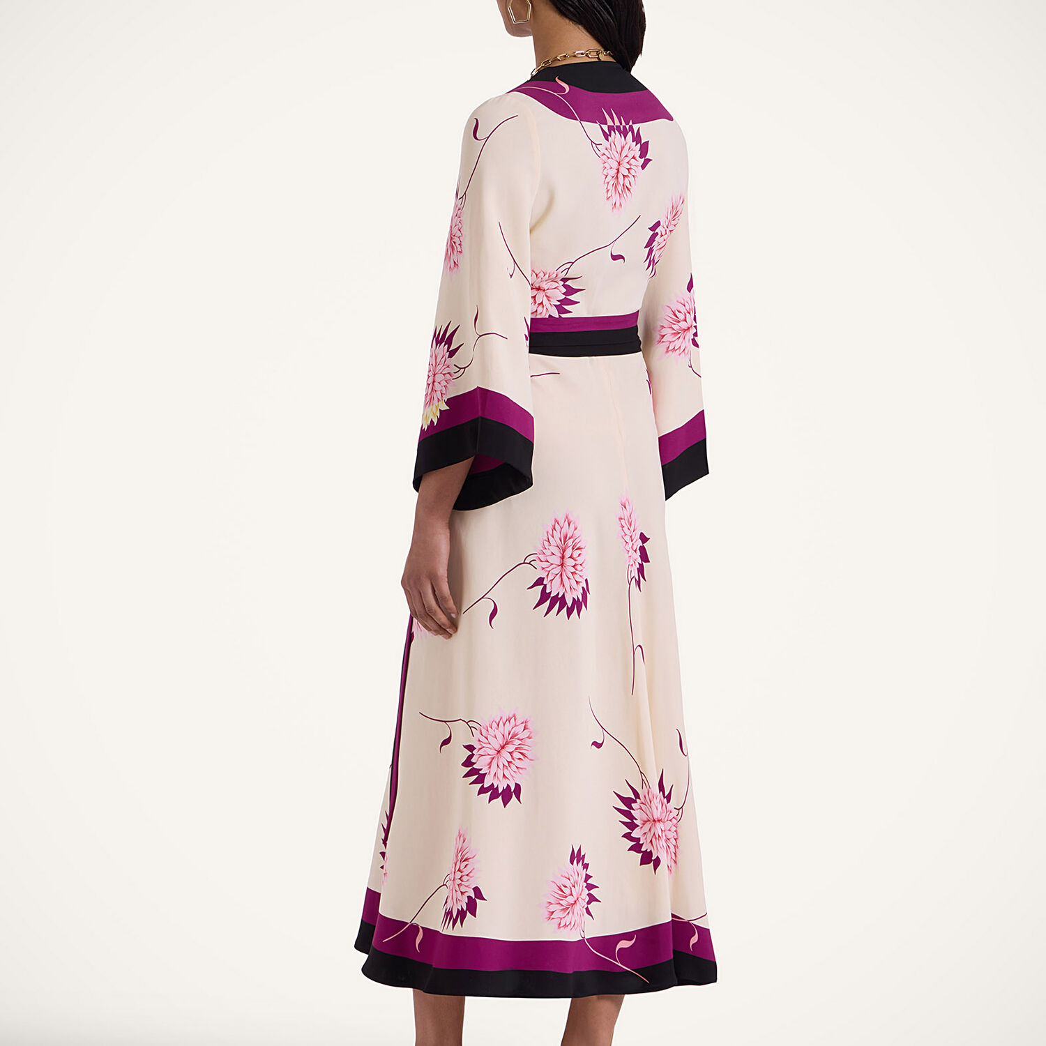 La Doublej Floral Silk Twill Wrap Dress In Derby Placée Multicolor