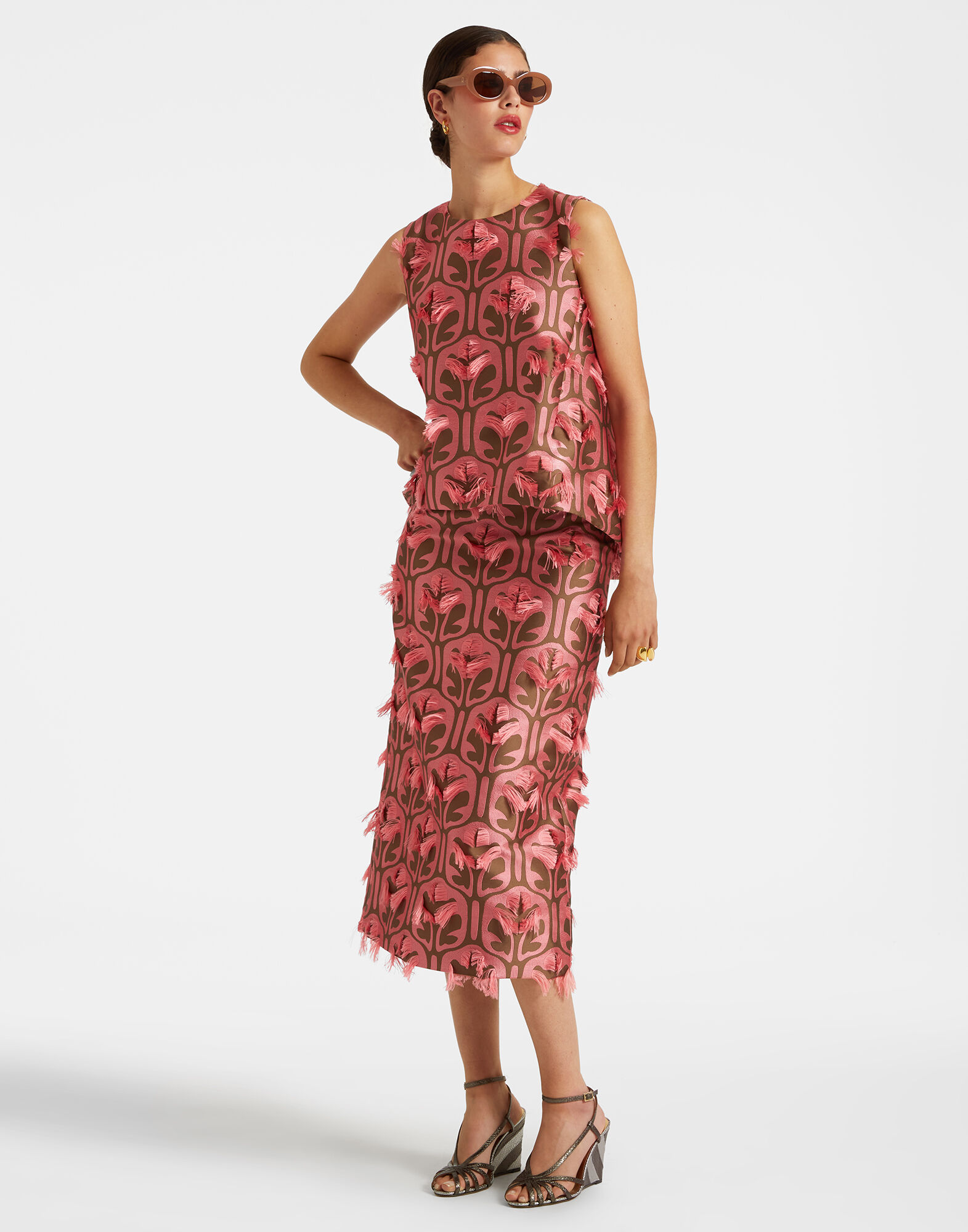 La DoubleJ Pencil Skirt Grove Kaki/Pink SKI0011JCQ043GRV03PI01