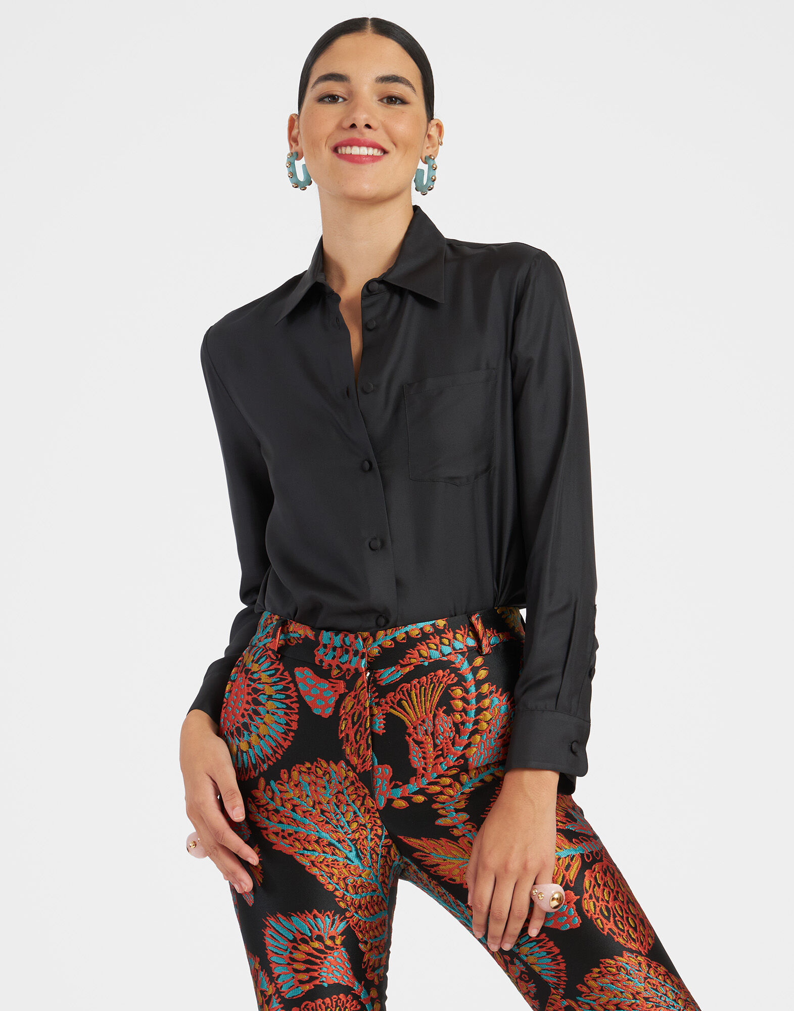 La DoubleJ Boy Shirt Solid Black SHI0001SIL001BLA0011