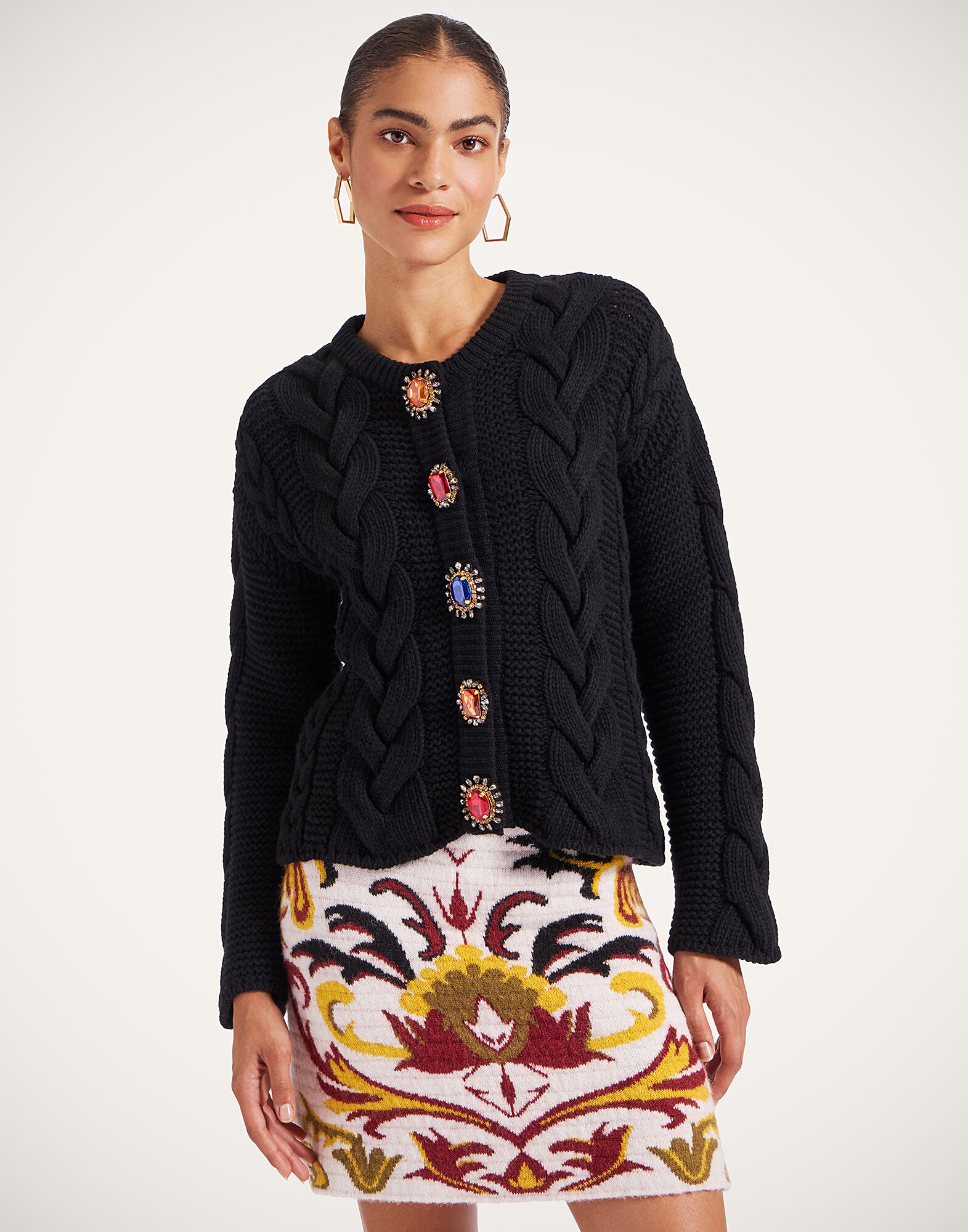 Portrait Cardigan in Solid Black for Women | La DoubleJ