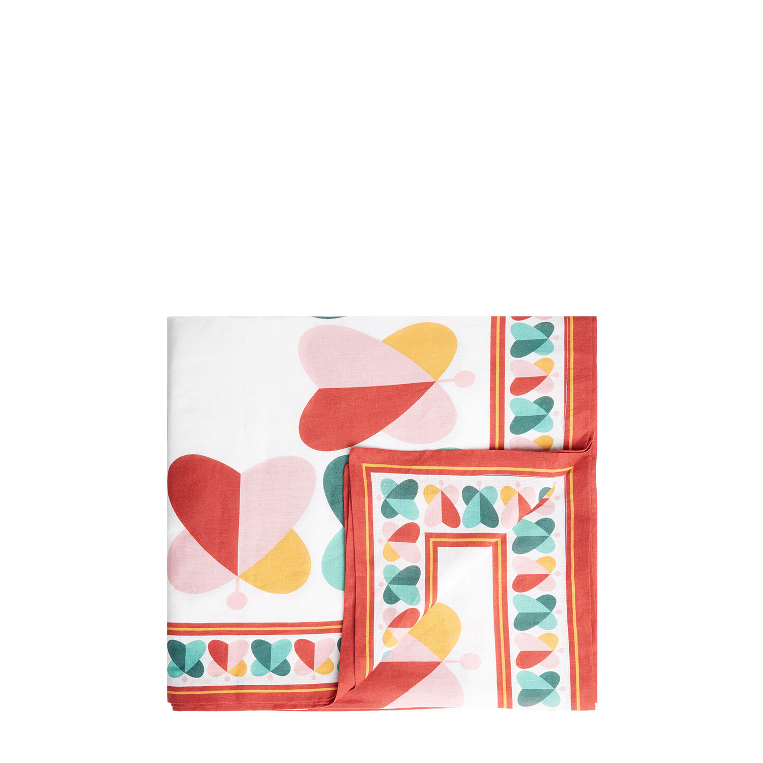 La Doublej Mascioni Medium Printed Linen Tablecloth In Farfalle Ring (placed)