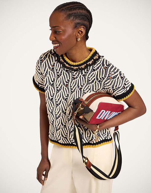 La DoubleJ Picture Top Bicolor Navy & Ecru PUL0366KNI198VA470BU06