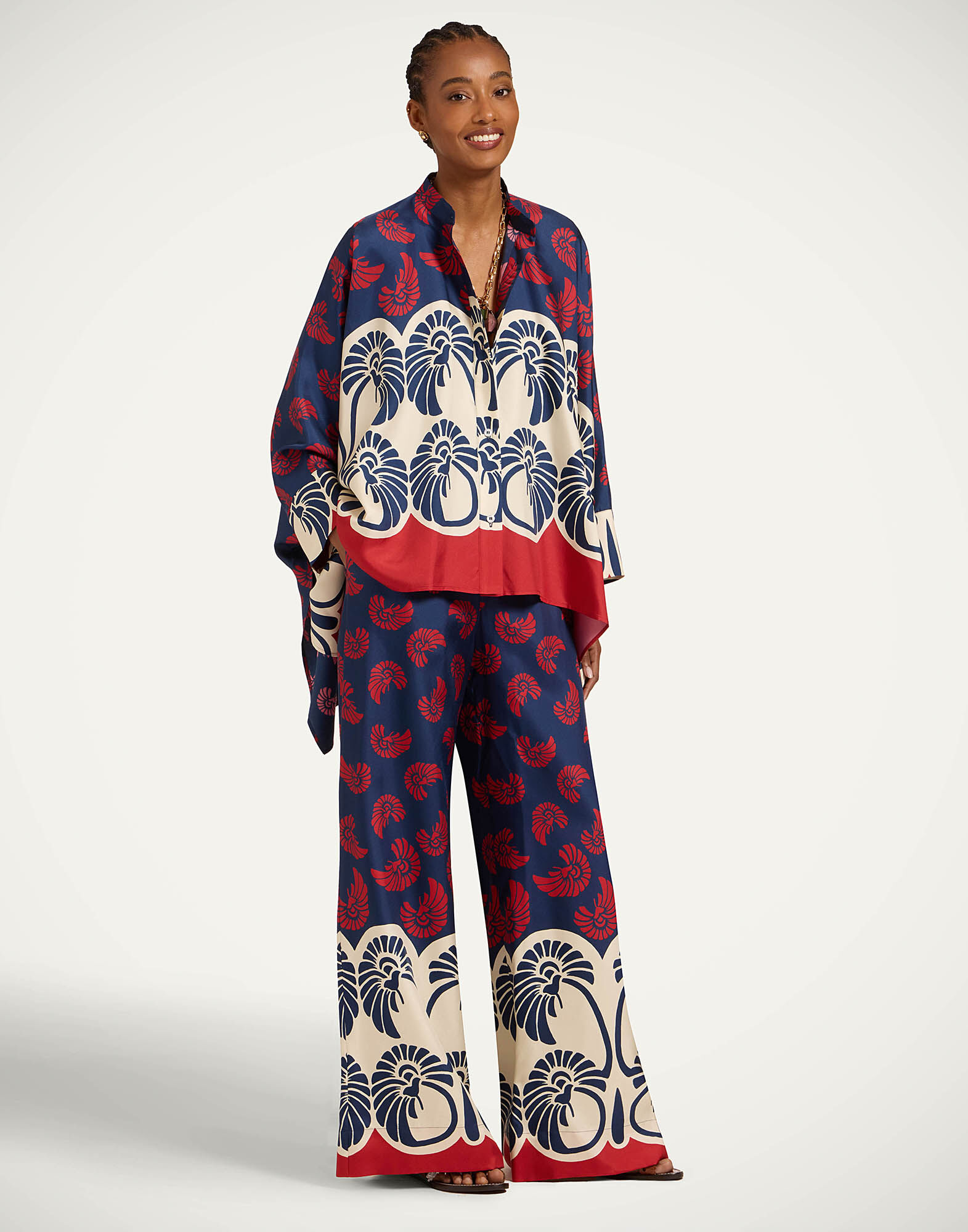 La DoubleJ Foulard Shirt Palmetto Plac&eacute;e SHI0075SIL001PIG01BU06
