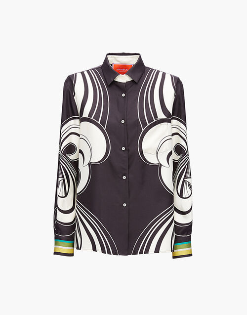 La DoubleJ Boy Shirt Rainbow Swirl B&W Placée SHI0040SIL006RAS0001