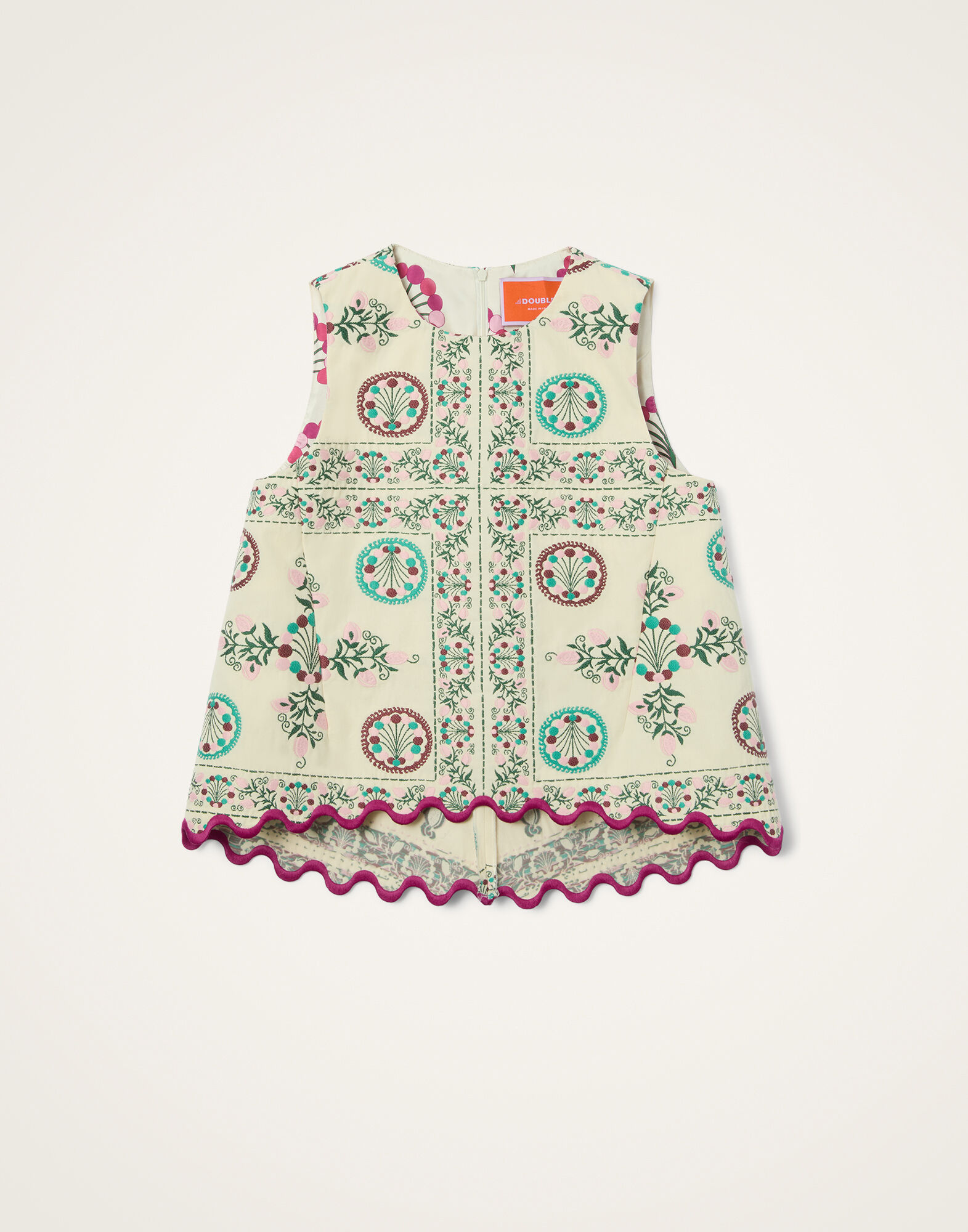 La DoubleJ La Scala Top Florette Tiles Ecru TOP0197JCQ137FLO09BR05