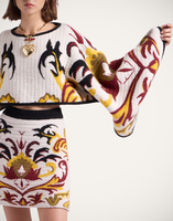 La DoubleJ In My Power Knit Stole La DoubleJ In My Power Knit Stole Multicolor Ivory & Red SCA0082KNI177VA402BR05