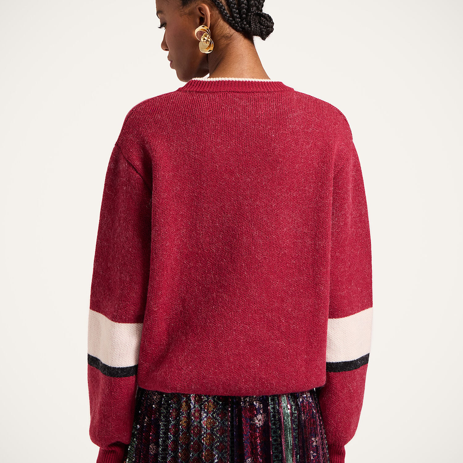  La Doublej Knitwear Women - Joy Sweater Color Block Red & Lilac M 65% Wool 18% Mohair 11% Polyamide 6% Cashmere 