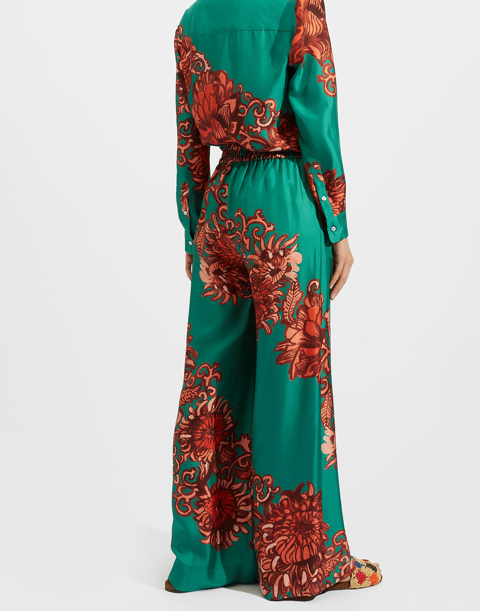 La DoubleJ Palazzo Pants Anemone Ghirlanda TRO0003SIL001ANE03GR02